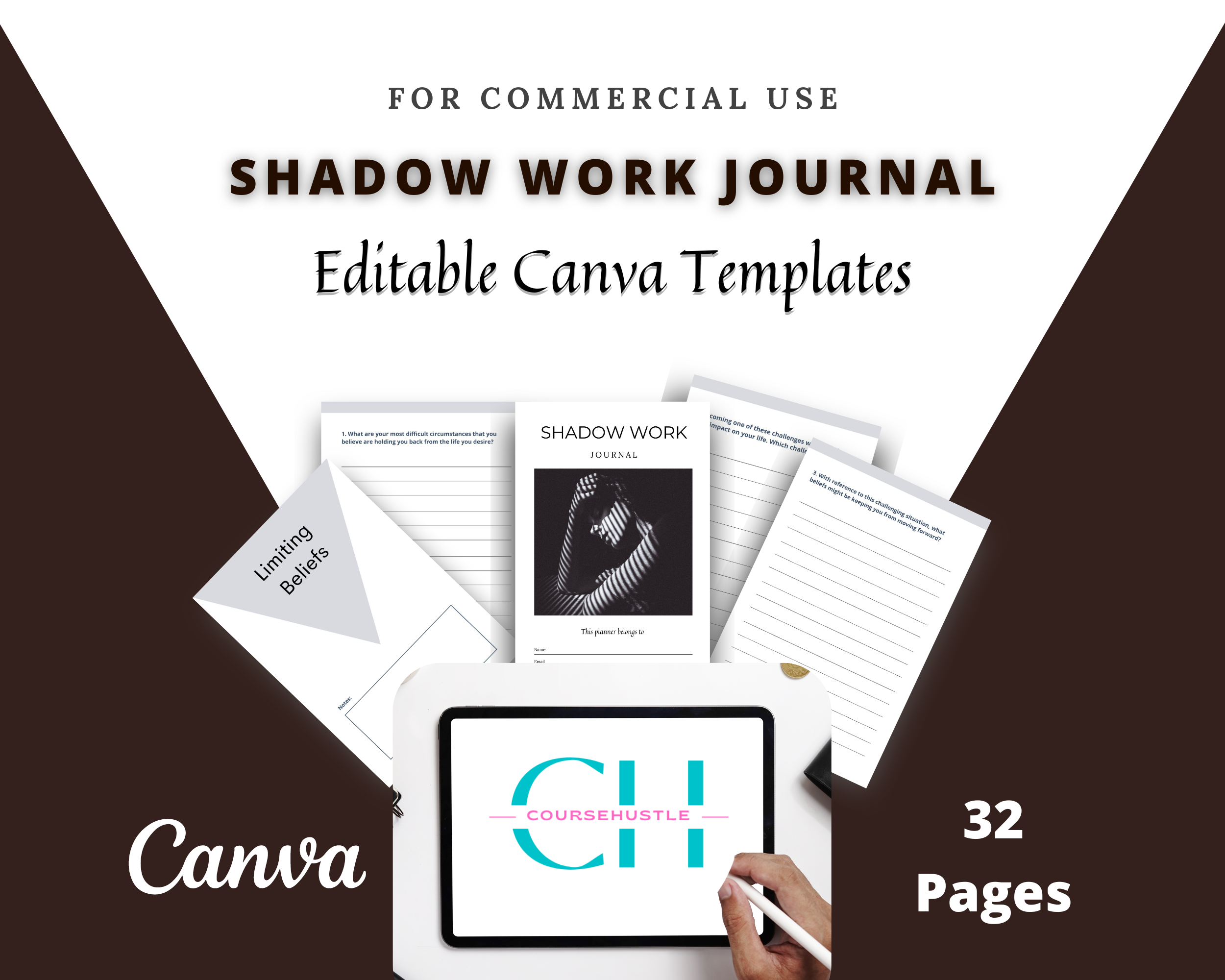 Editable Shadow Work Journal in Canva | Commercial Use