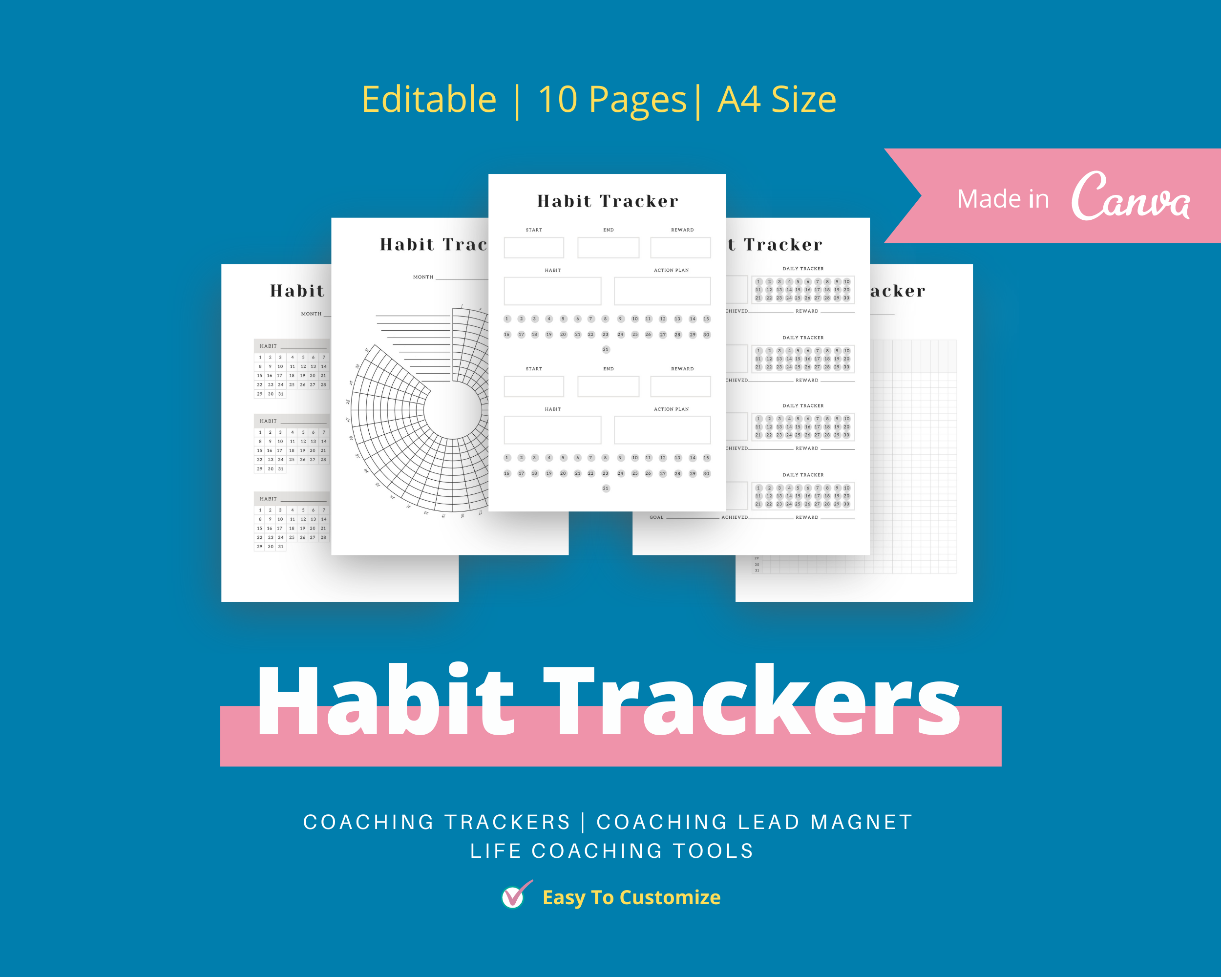 Habit Trackers Canva Templates | Coaching Tool