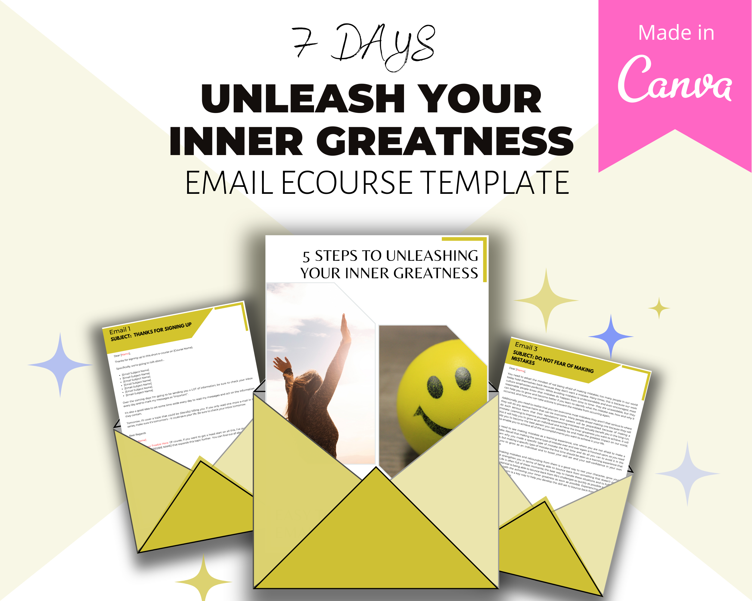 Editable 5 Steps To Unleashing Your Inner Greatness Emails | Email eCourse Template
