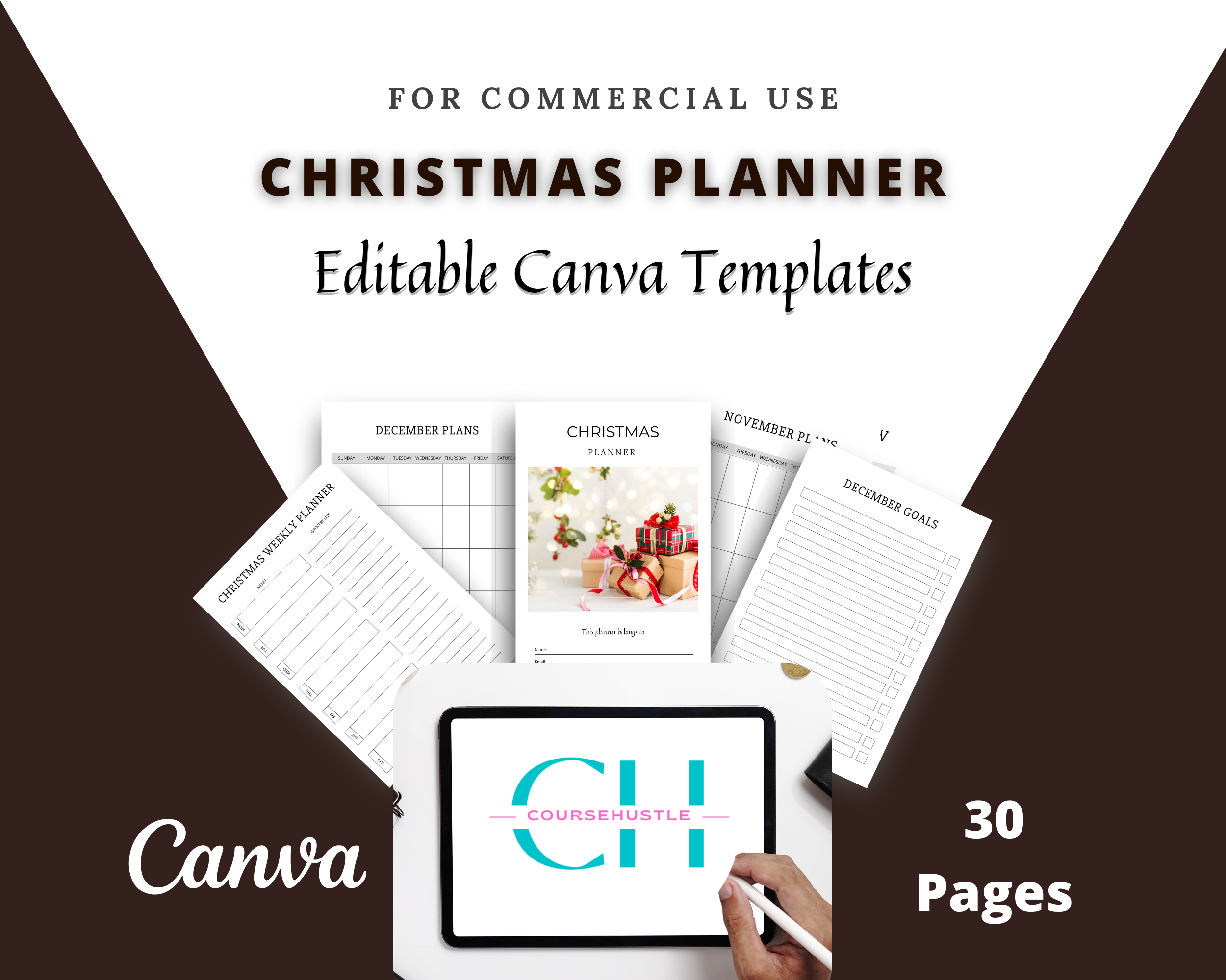 Editable Christmas Planner in Canva | Canva Template Pack | Christmas Planner Canva | Commercial Use