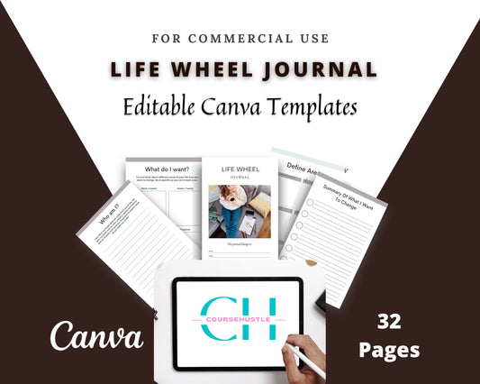 Life Wheel Journal in Canva | Canva Template Pack | Commercial Use