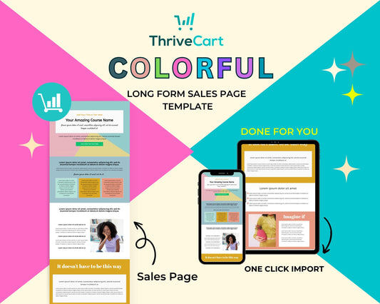 Colorful Sales Page Template in ThriveCart