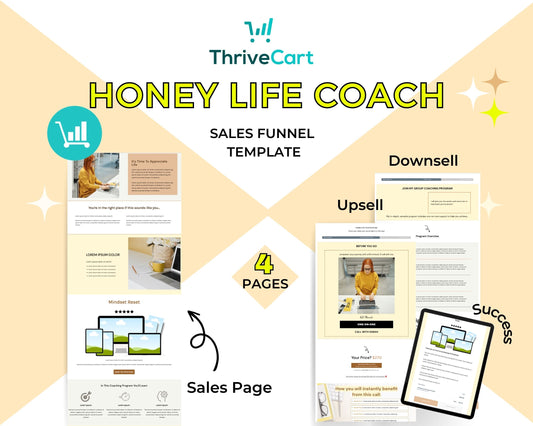 Honey Life Coach ThriveCart 4-Page Sales Funnel Template