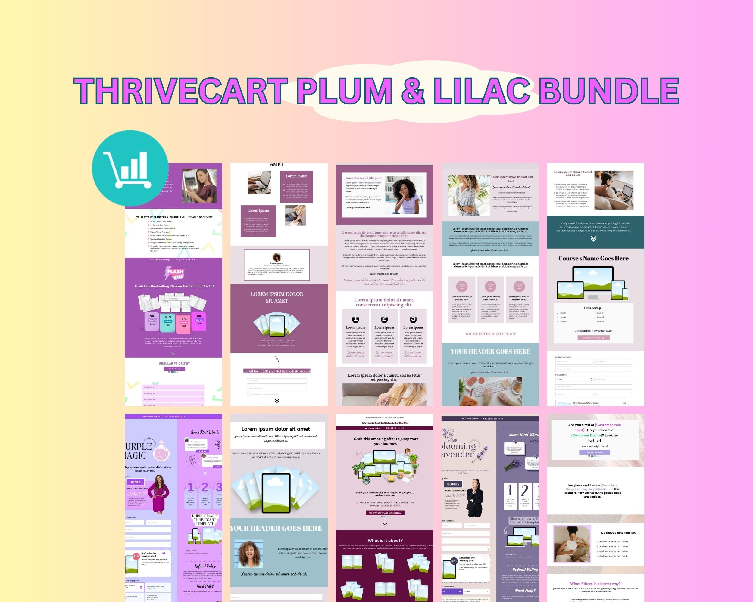 ThriveCart Plum and Lilac Bundle Templates