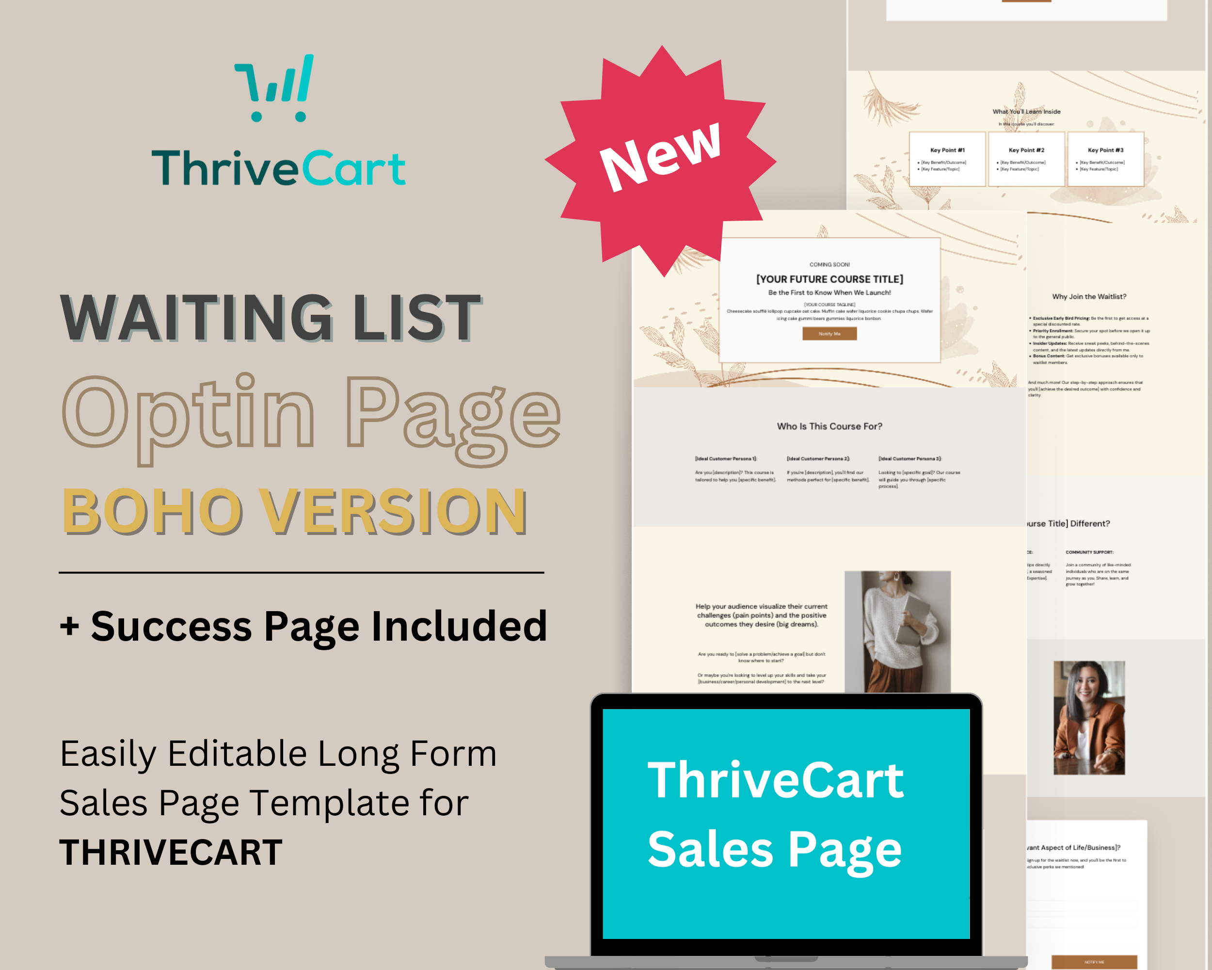 Waitlist in BOHO Sales Page Template in ThriveCart