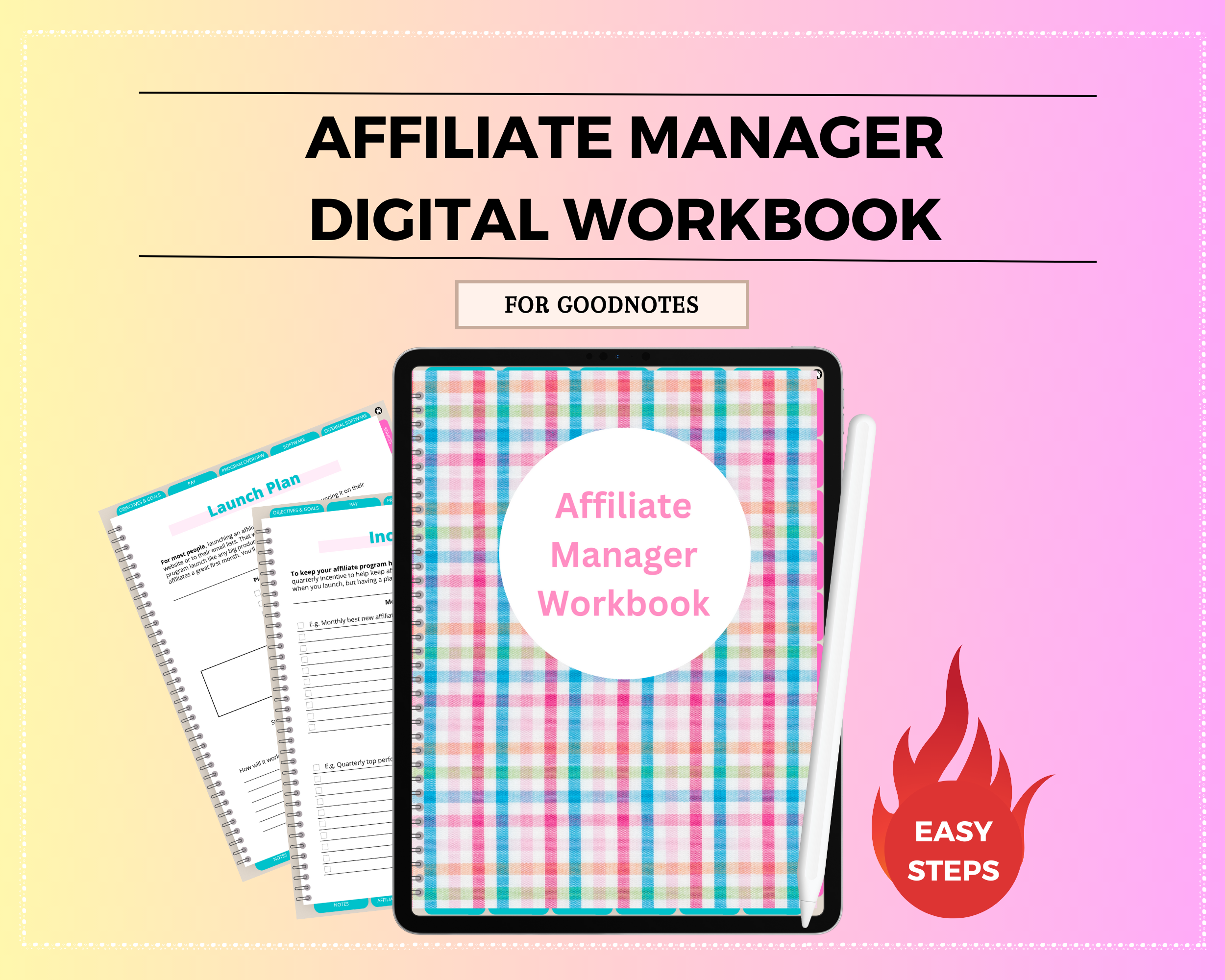 Affiliate Manager Digital Workbook | Hyperlinked PDF | Suitable with Goodnotes & Notability