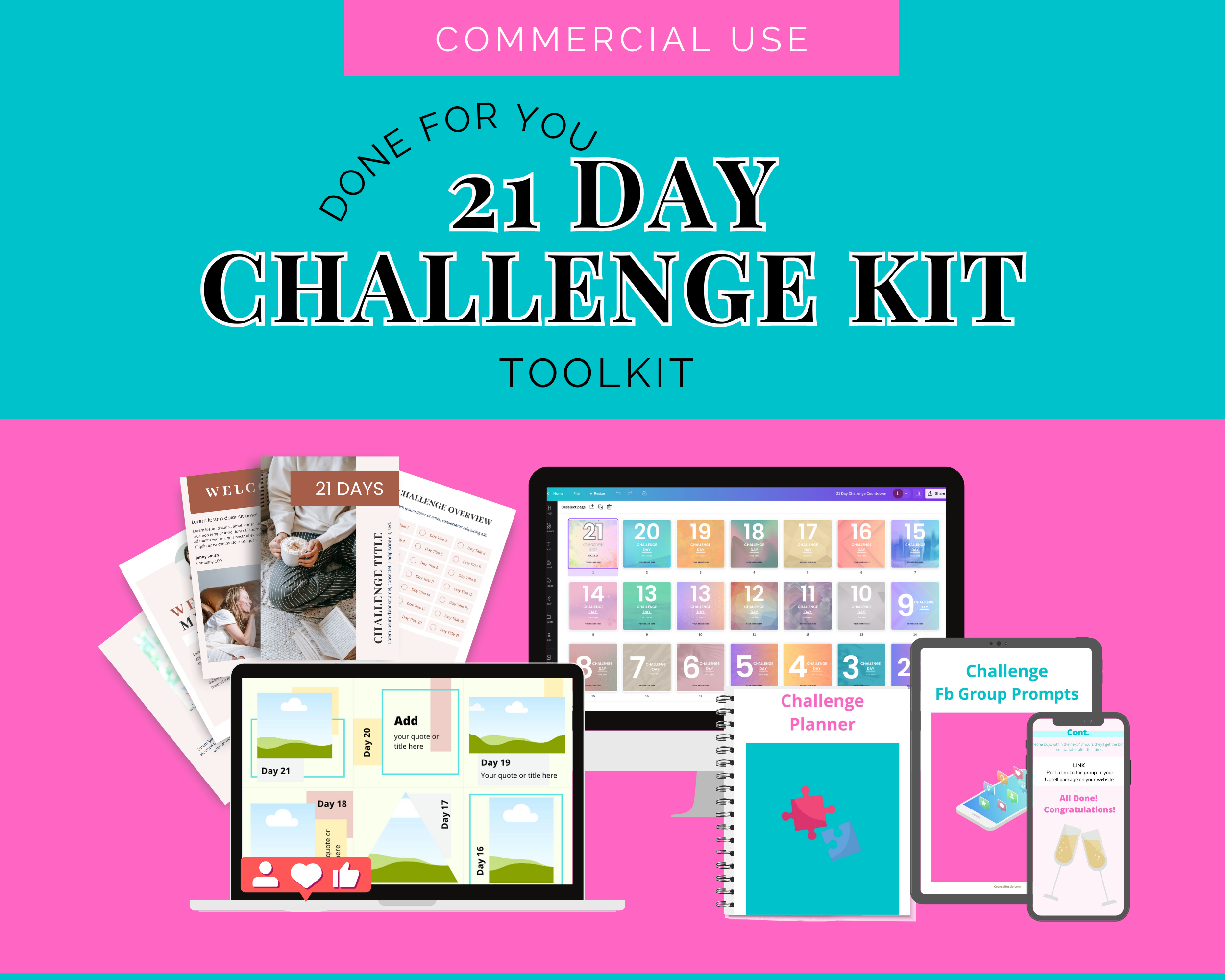 21-Day Challenge Pack in Canva | Irresistible Online Challenge | Email Sequences | Canva Sales Pages