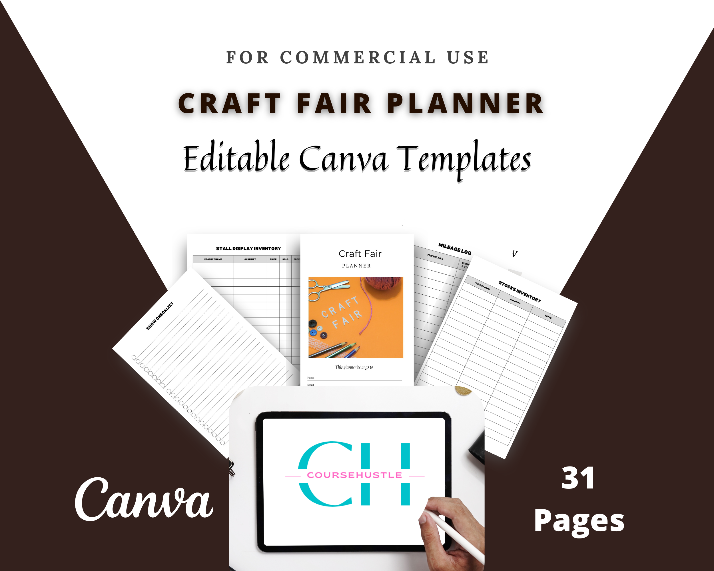 Editable Craft Fair Planner in Canva | Canva Template Pack | Commercial Use