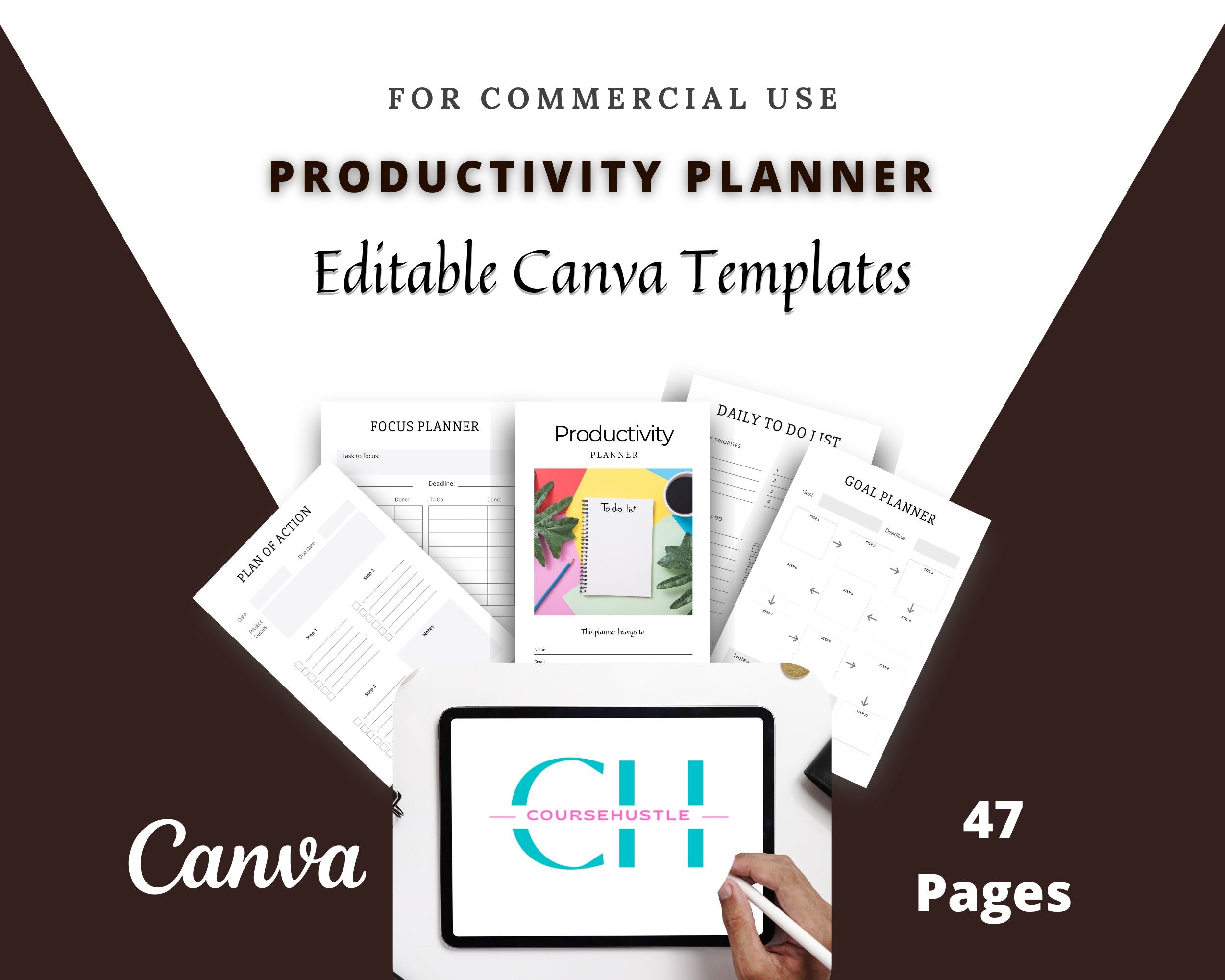 Editable To Do & Productivity Planner in Canva | Commercial Use