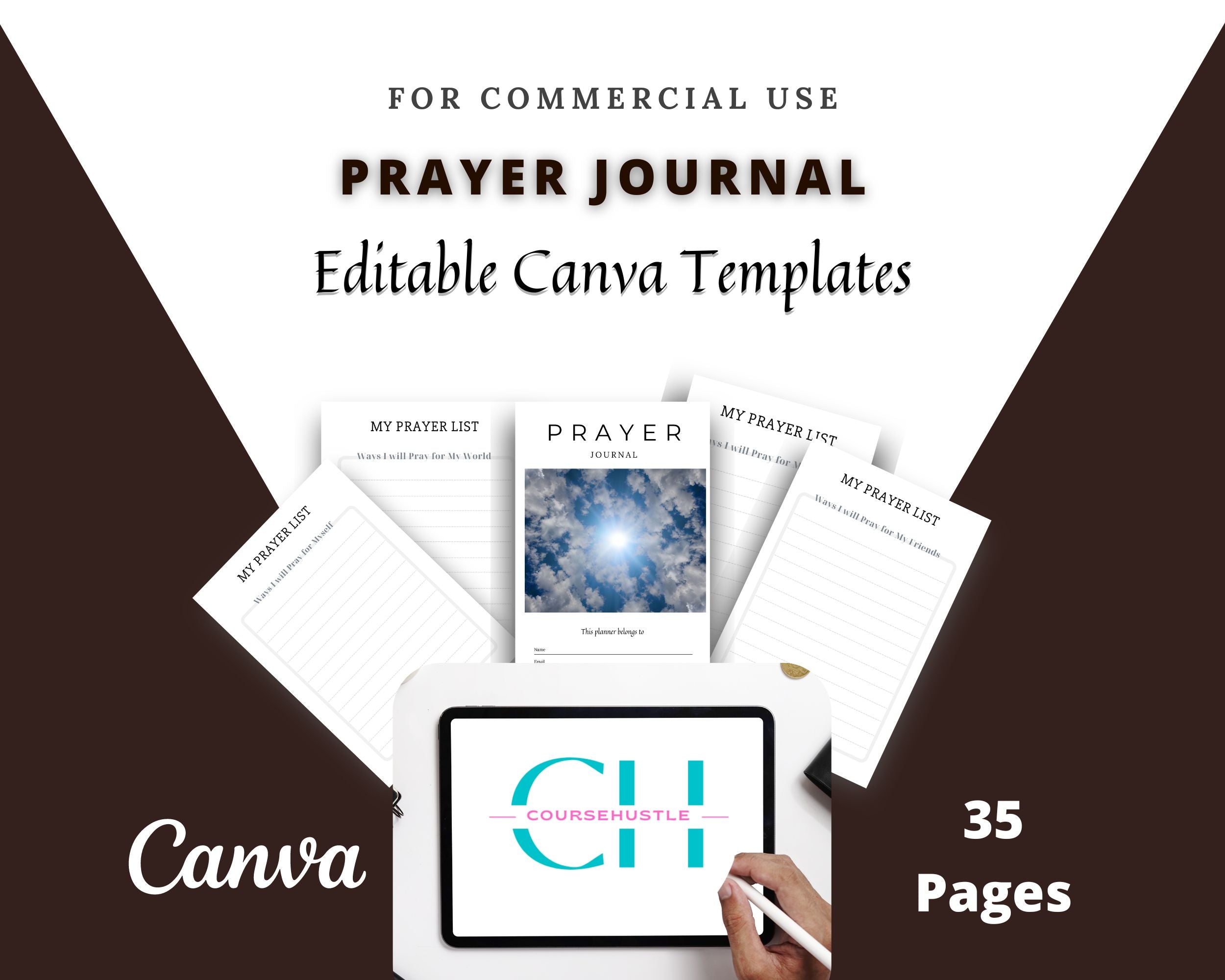 Editable Prayer Journal in Canva | Commercial Use