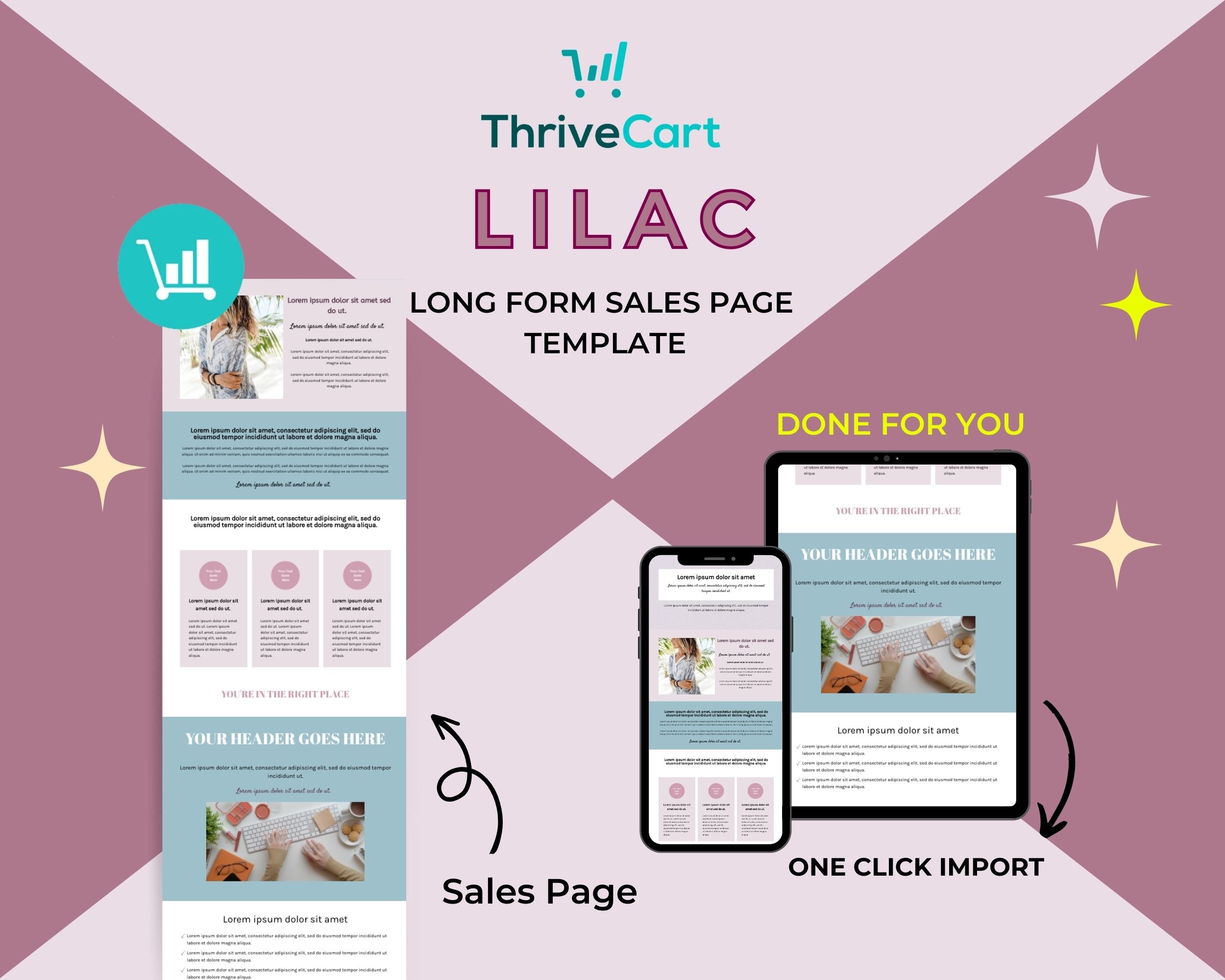 Lilac Sales Page Template in ThriveCart