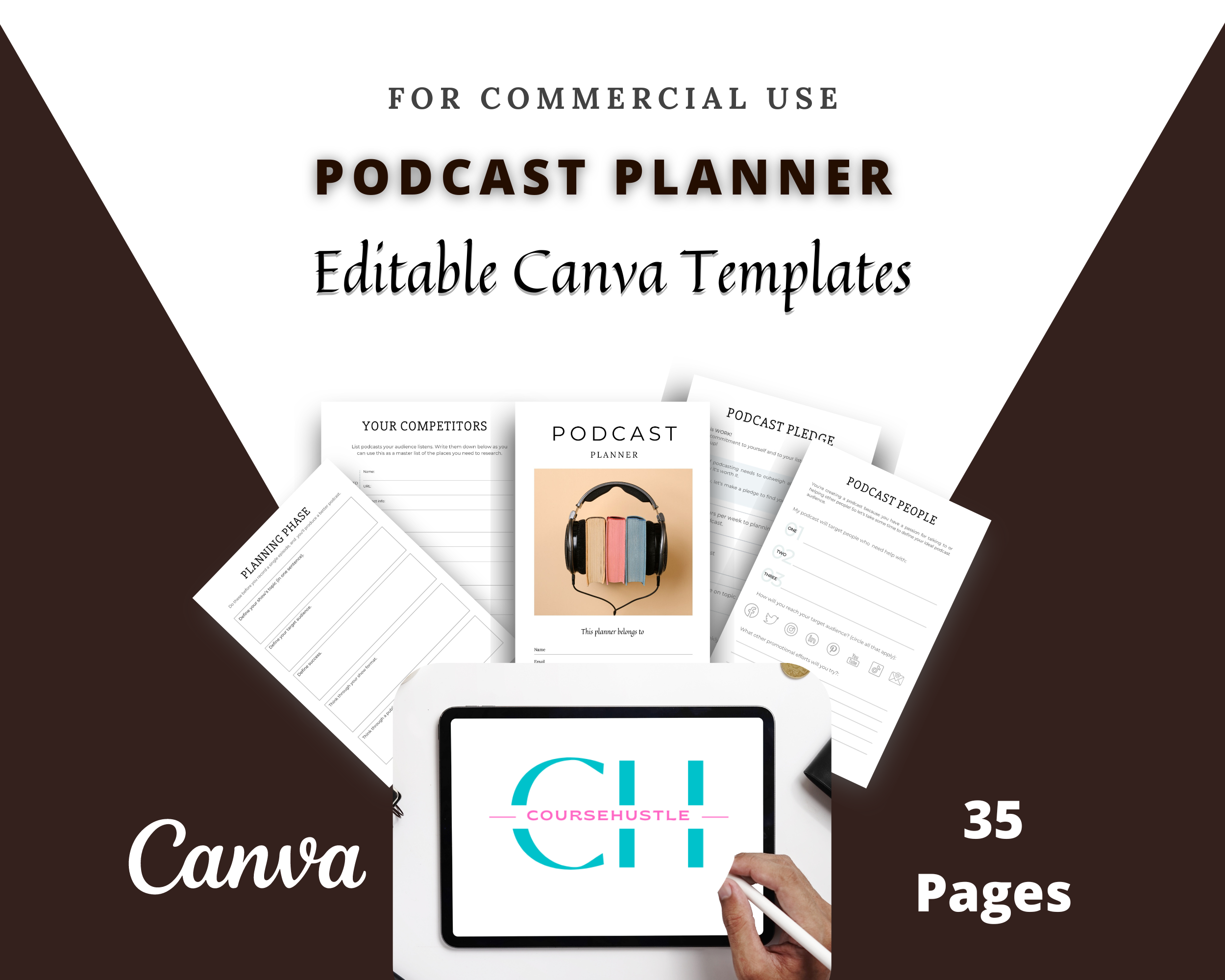 Editable Podcast Planner in Canva | Commercial Use