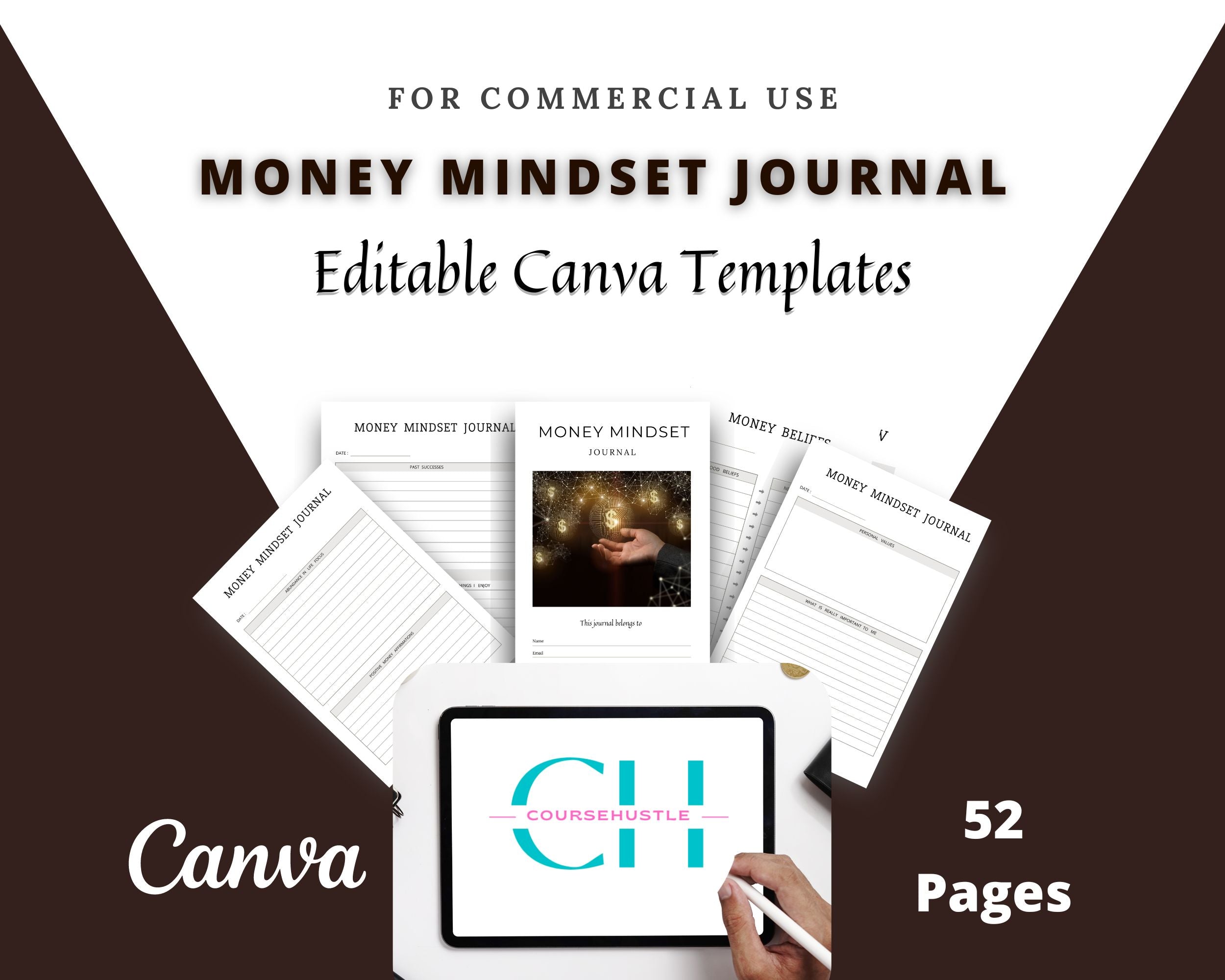 Editable Money Mindset Planner Templates in Canva | Commercial Use