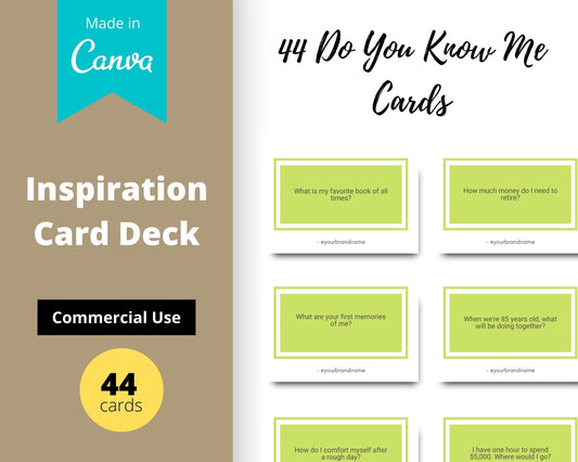 44 Do You Know Me Cards | Canva Inspirational Cards | Commercial Use