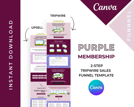 Purple Membership 2-Step Tripwire Sales Funnel in Canva