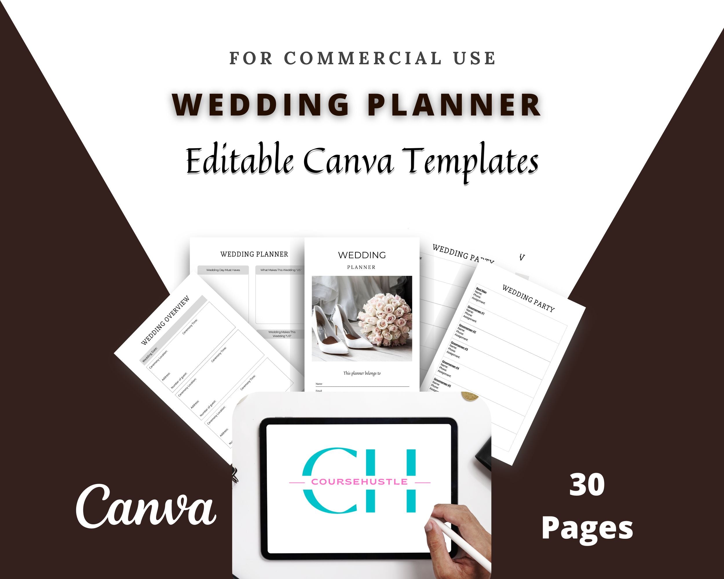 Editable Wedding Planner in Canva | Canva Template Pack | Wedding Business Planner Canva | Commercial Use