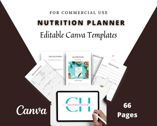 Nutrition Planner in Canva | Canva Template Pack | Nutrition Journal Template | Commercial Use