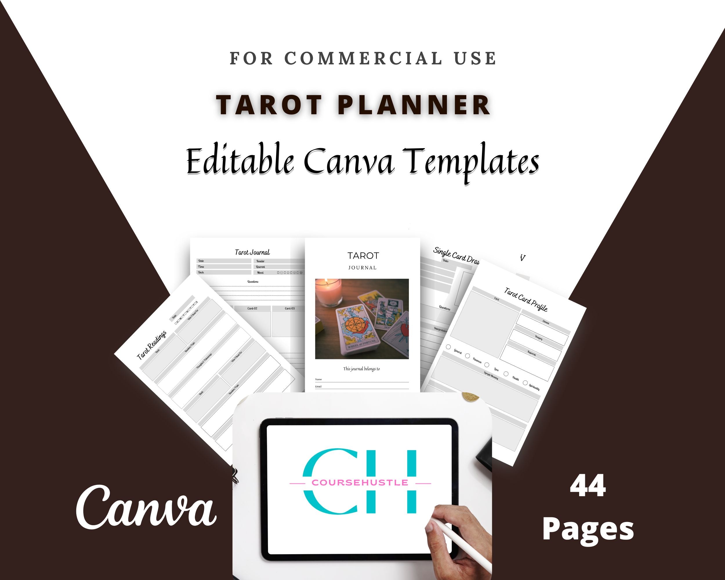 Editable Tarot Planner in Canva | Commercial Use