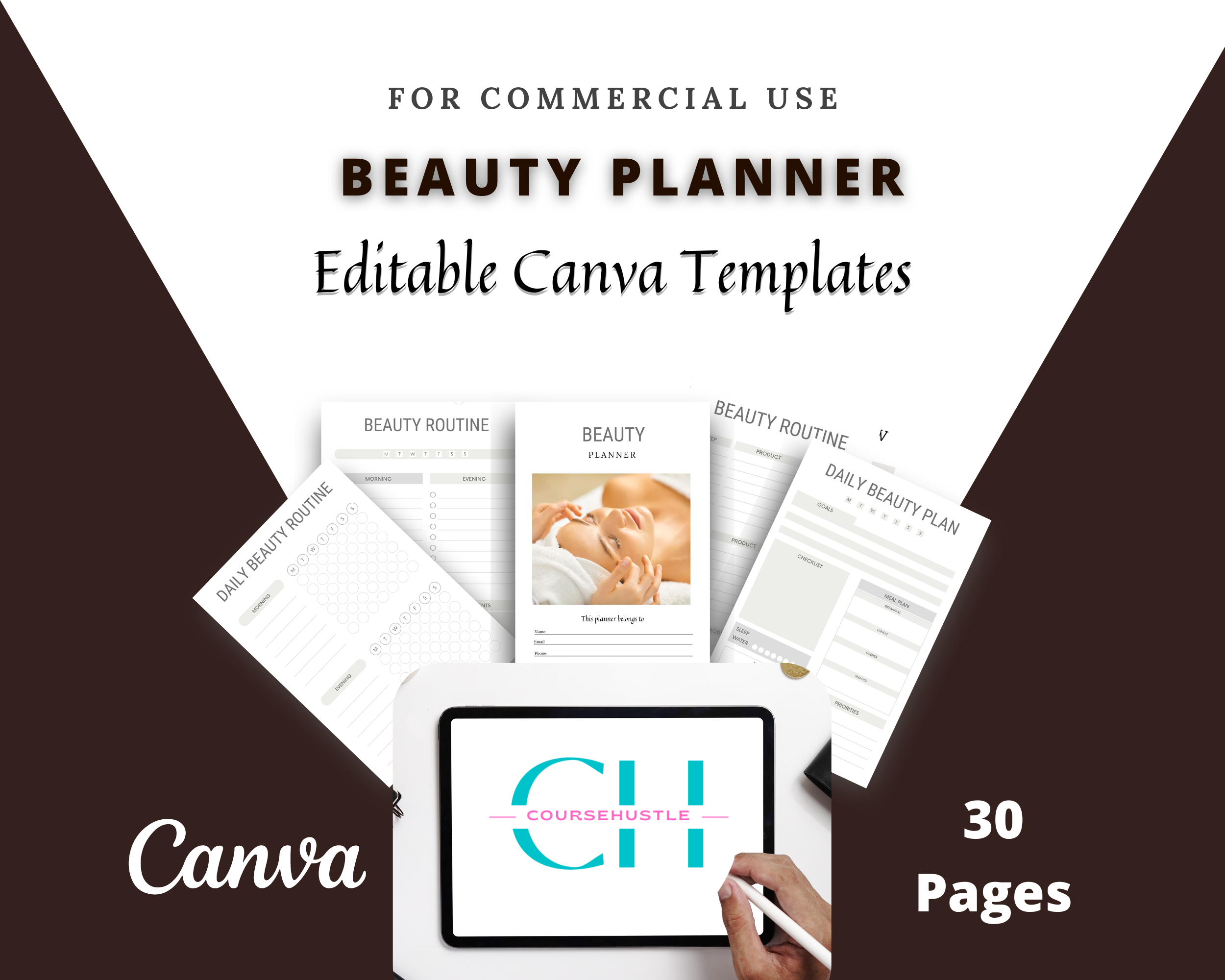 Beauty Planner in Canva | Canva Template Pack | Commercial Use