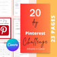 20-Day Pinterest Challenge | Editable Canva Template A4 Size