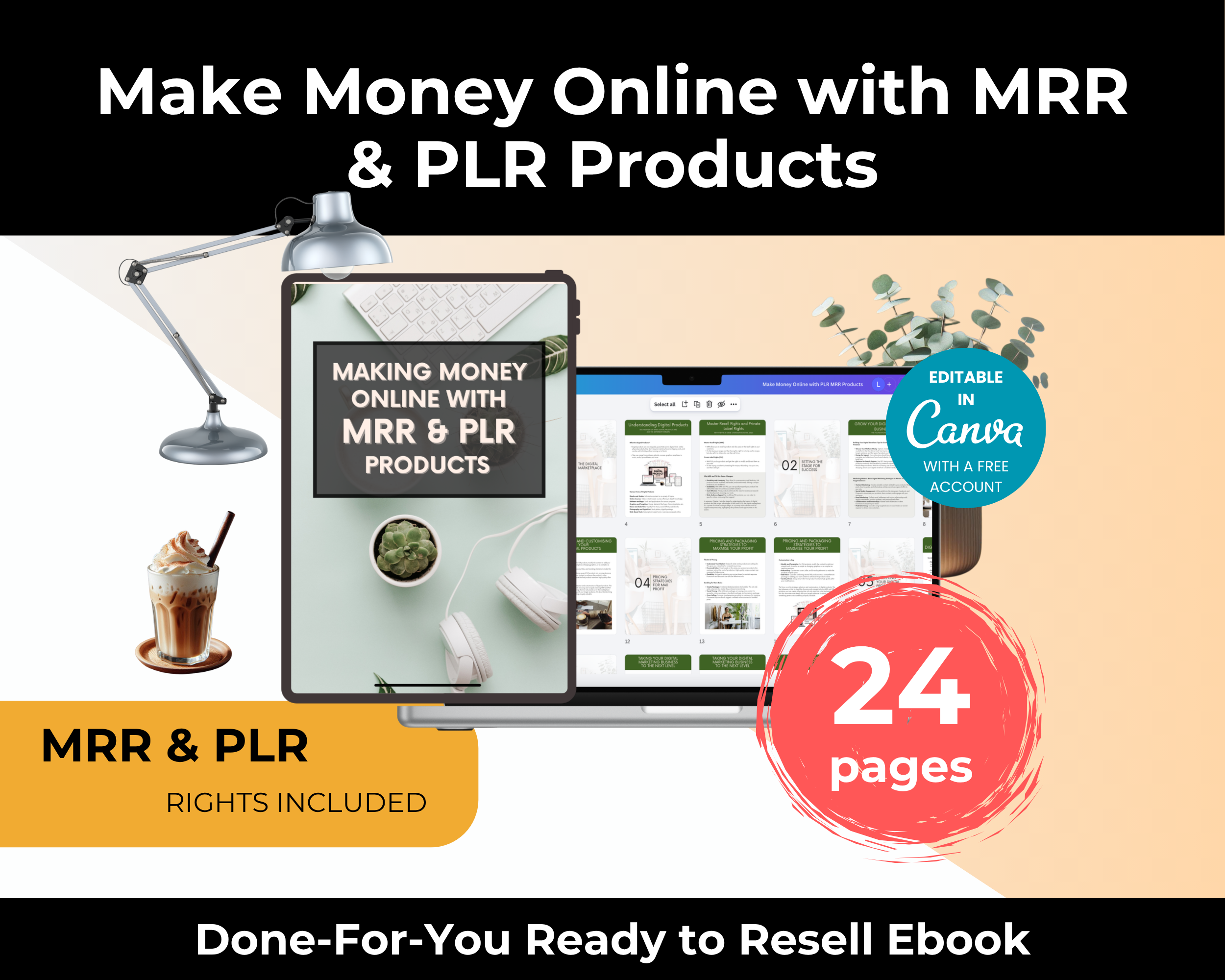 Make Money Online with MRR and PLR Products Ebook in Canva