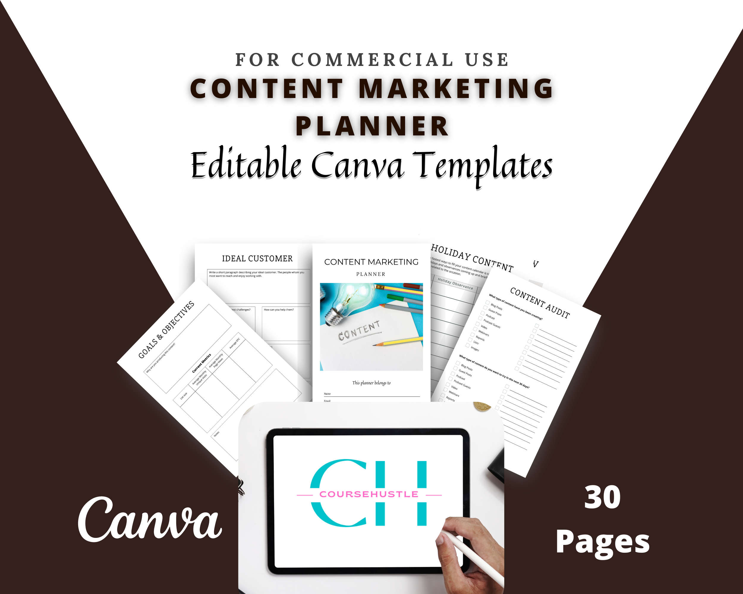 Editable Content Planner in Canva | Canva Template Pack | Content Marketing Planner Canva | Commercial Use