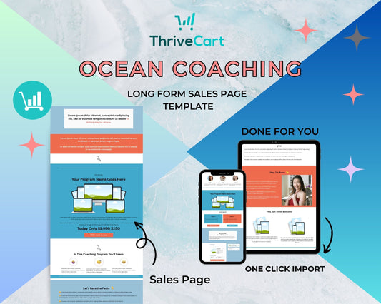 Ocean Coaching Sales Page Template in Thrivecart