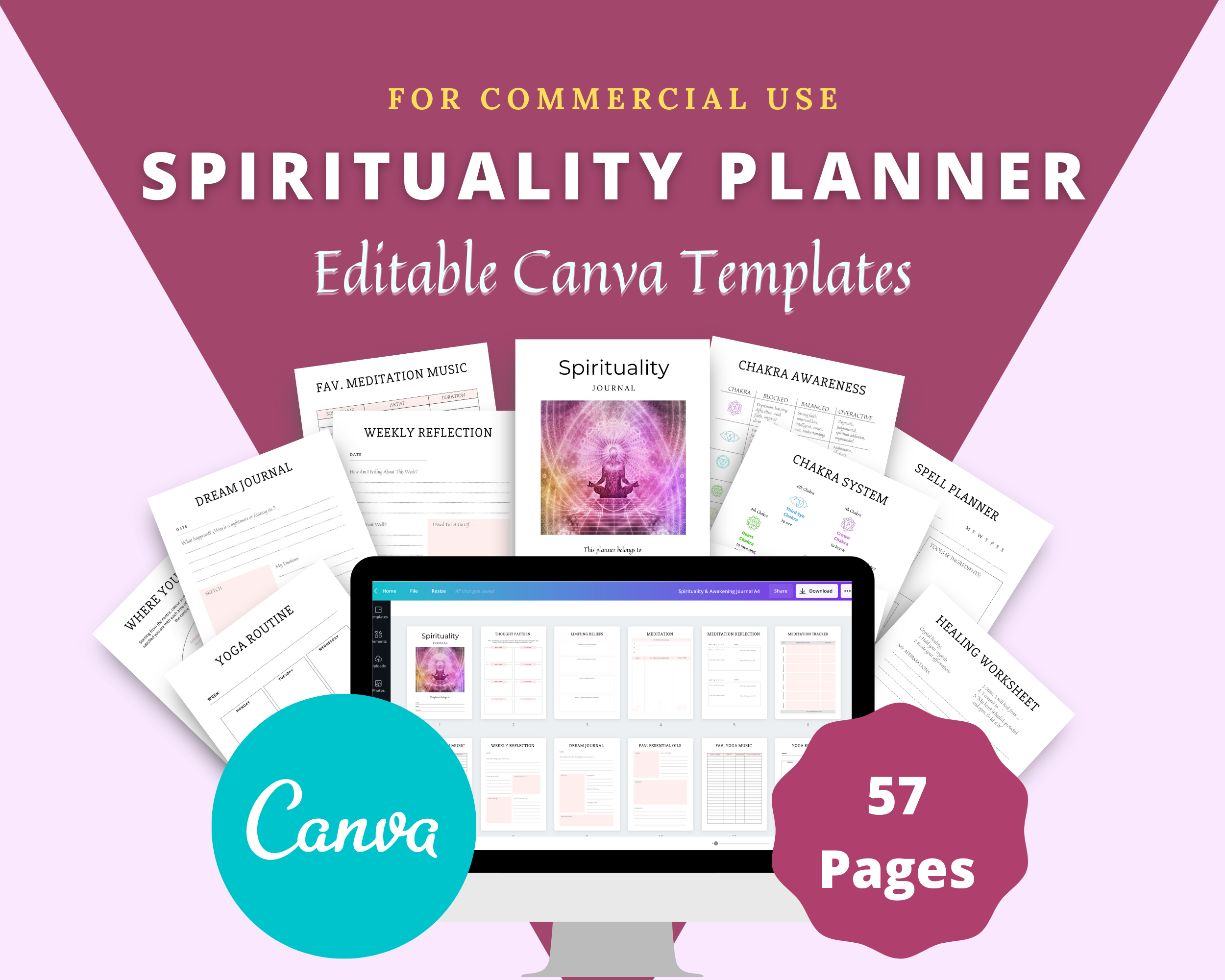 Editable Spirituality Journal in Canva | Commercial Use