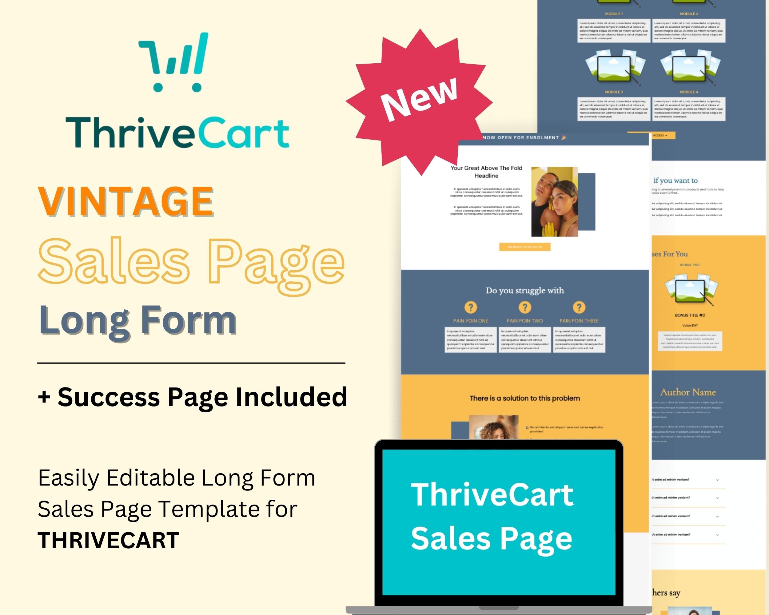 Vintage Sales Page Template in ThriveCart