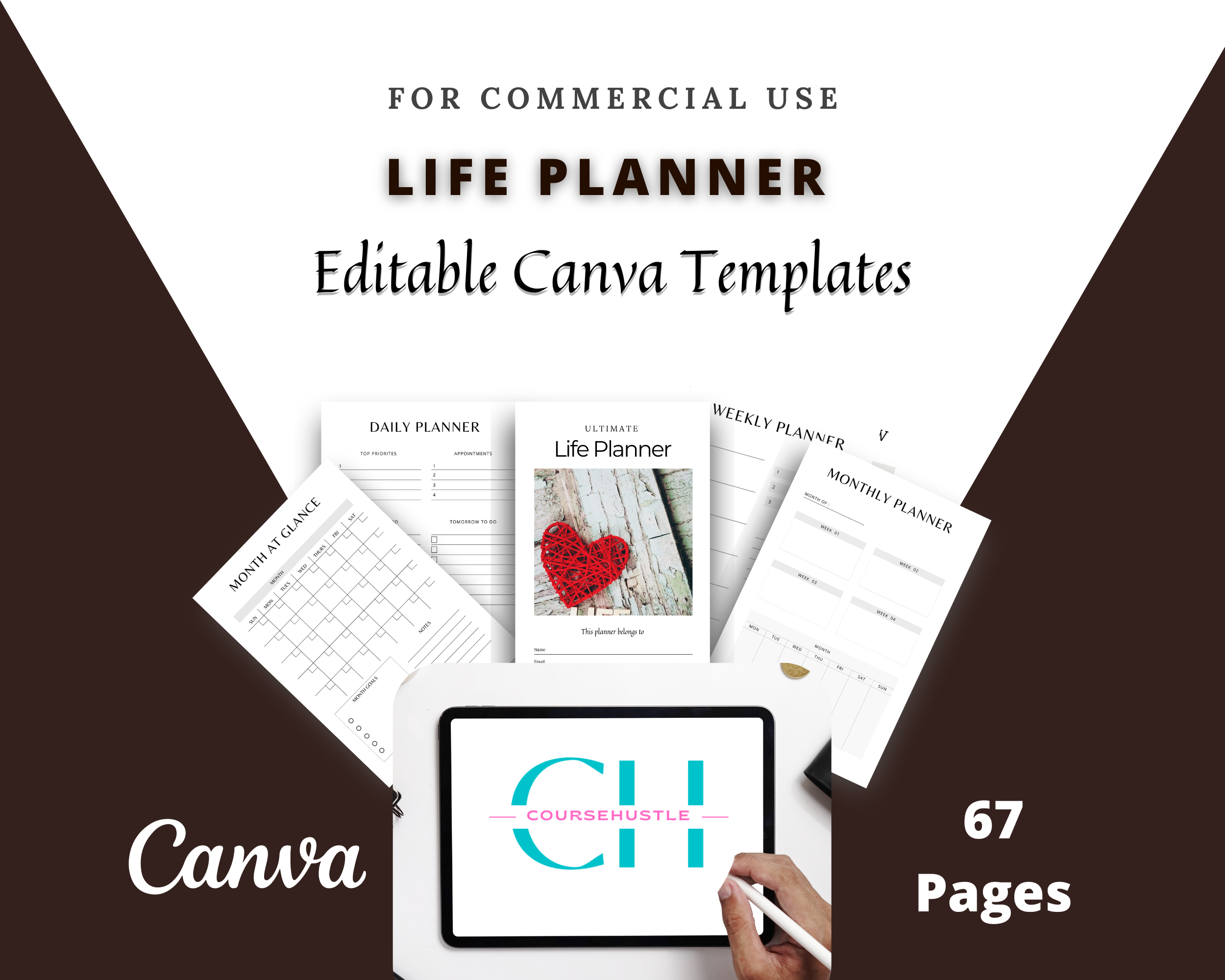 Editable Life Planner in Canva | Commercial Use