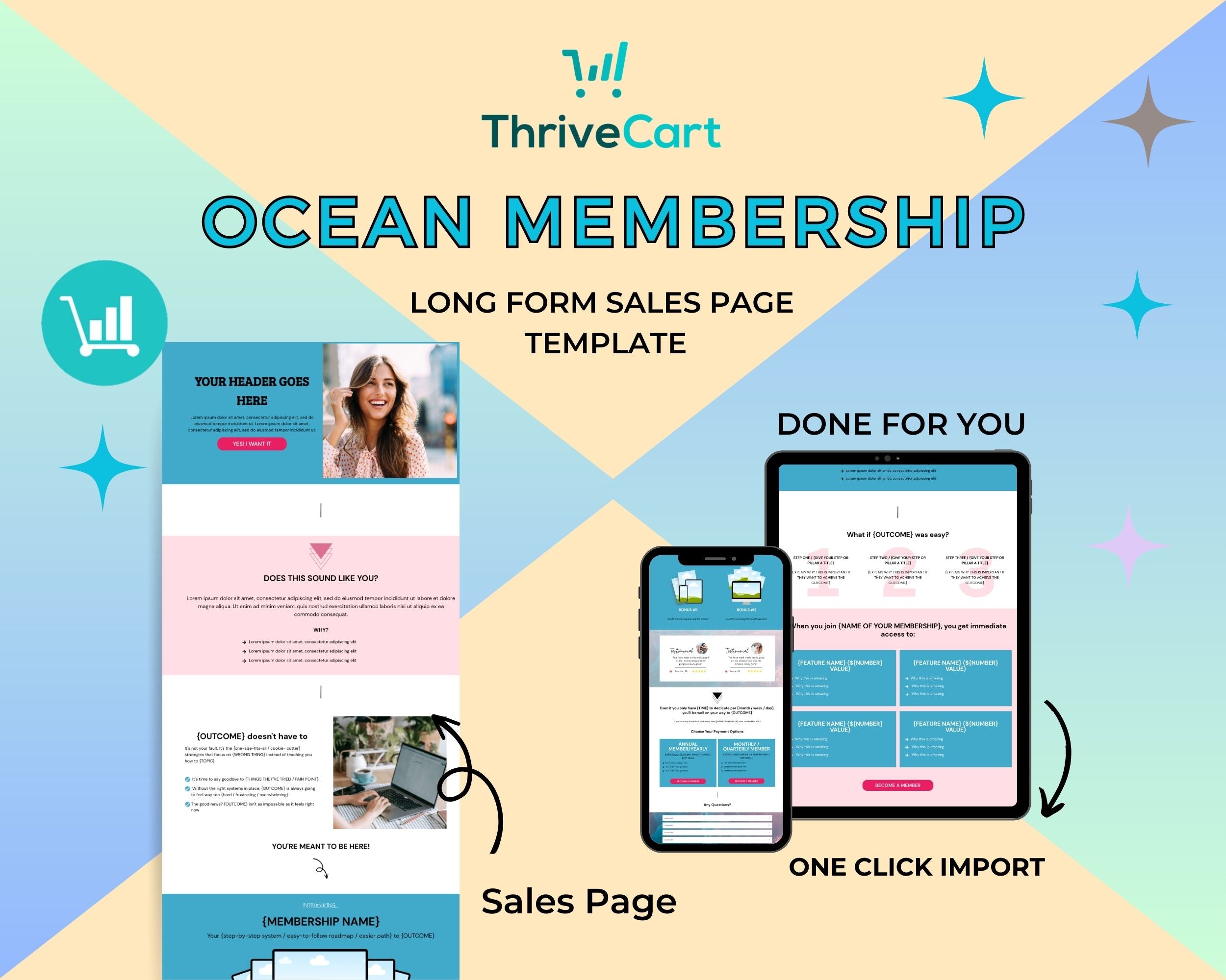 Ocean Membership Sales Page Template in Thrivecart
