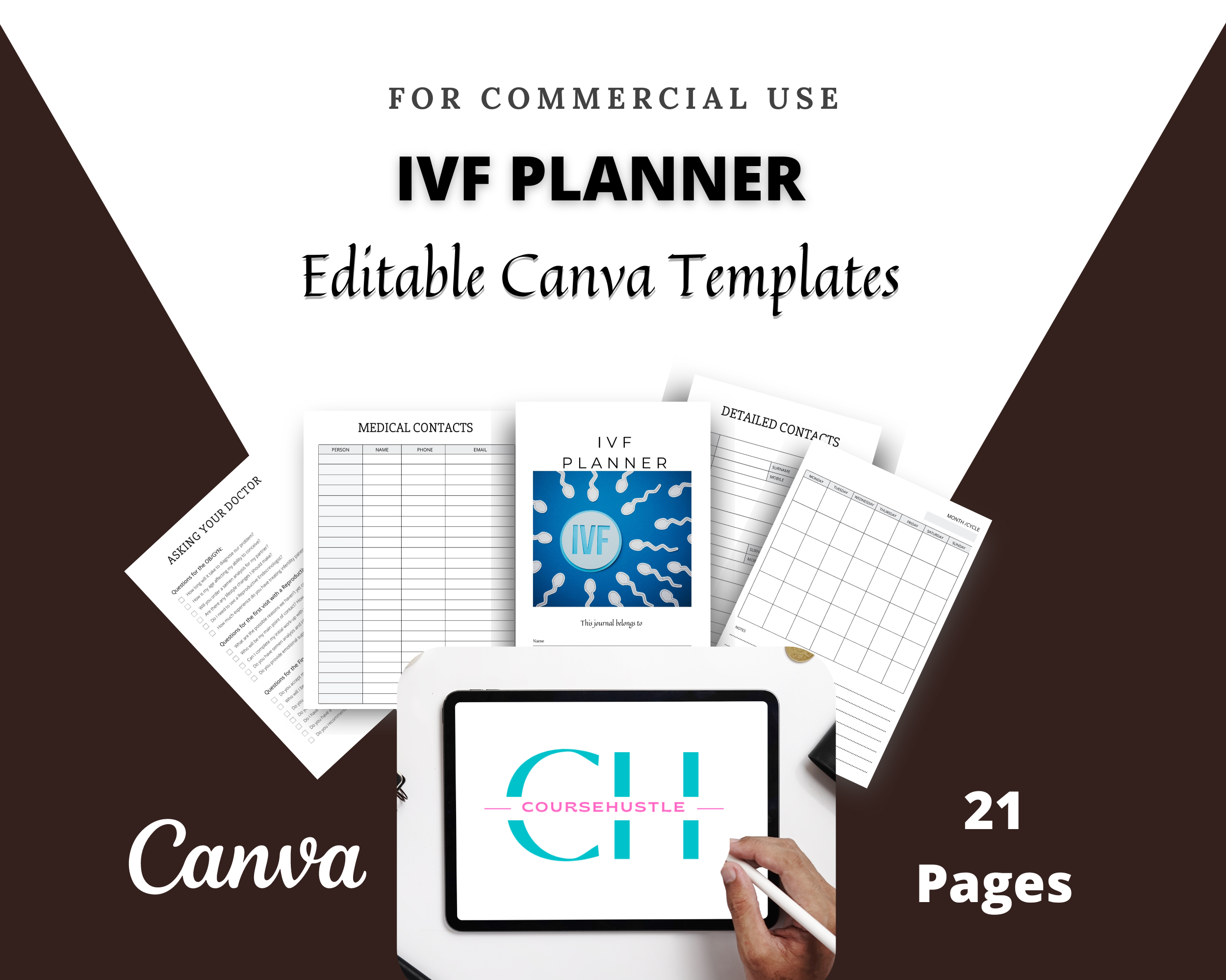 Editable IVF Planner Templates in Canva | Commercial Use