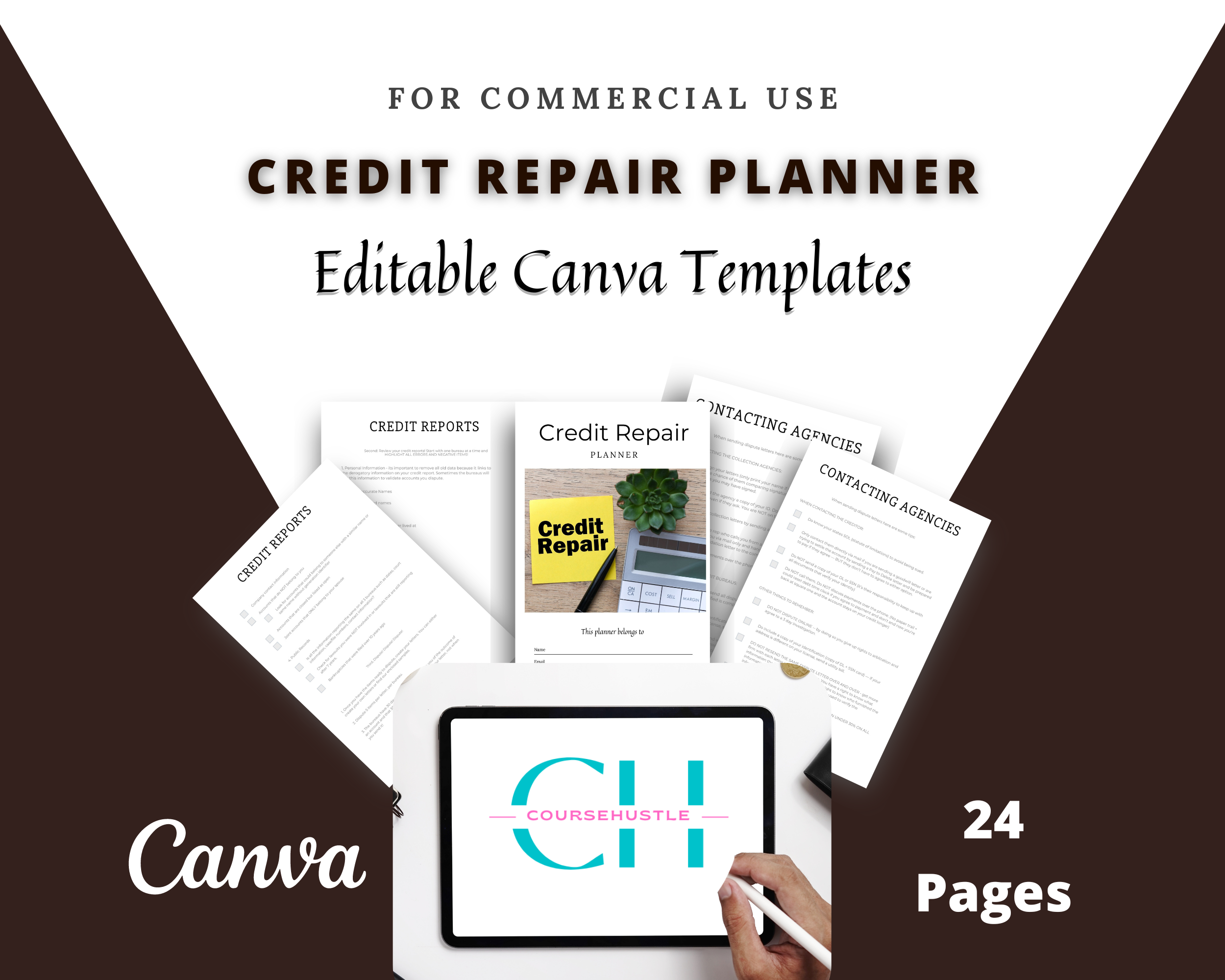 Editable Credit Repair Planner in Canva | Commercial Use