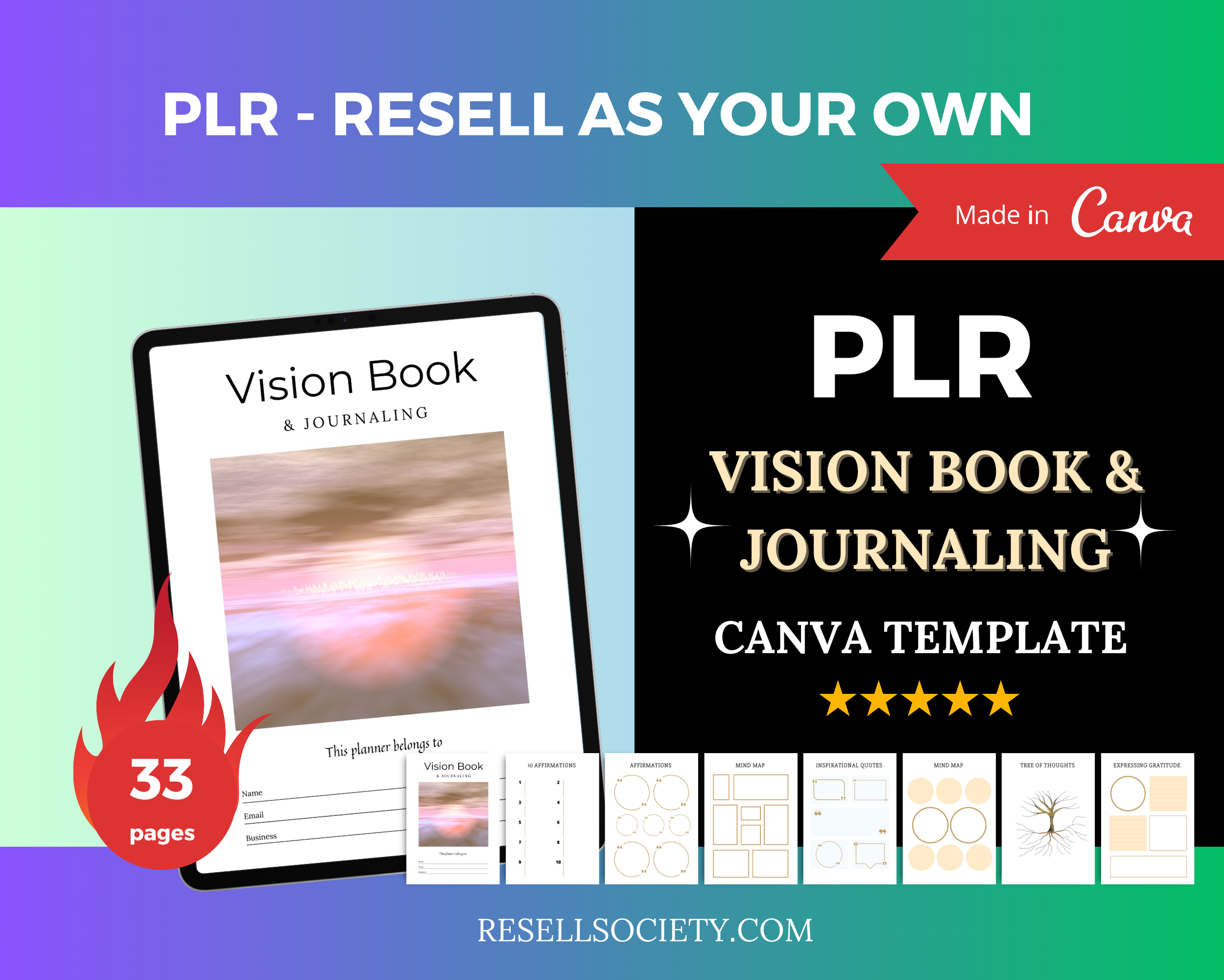 Editable Vision Book Template in Canva | Commercial Use