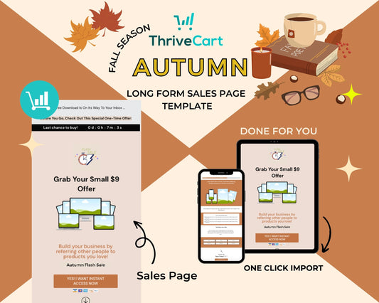 Animated Autumn ThriveCart 4-Page Sales Funnel Template