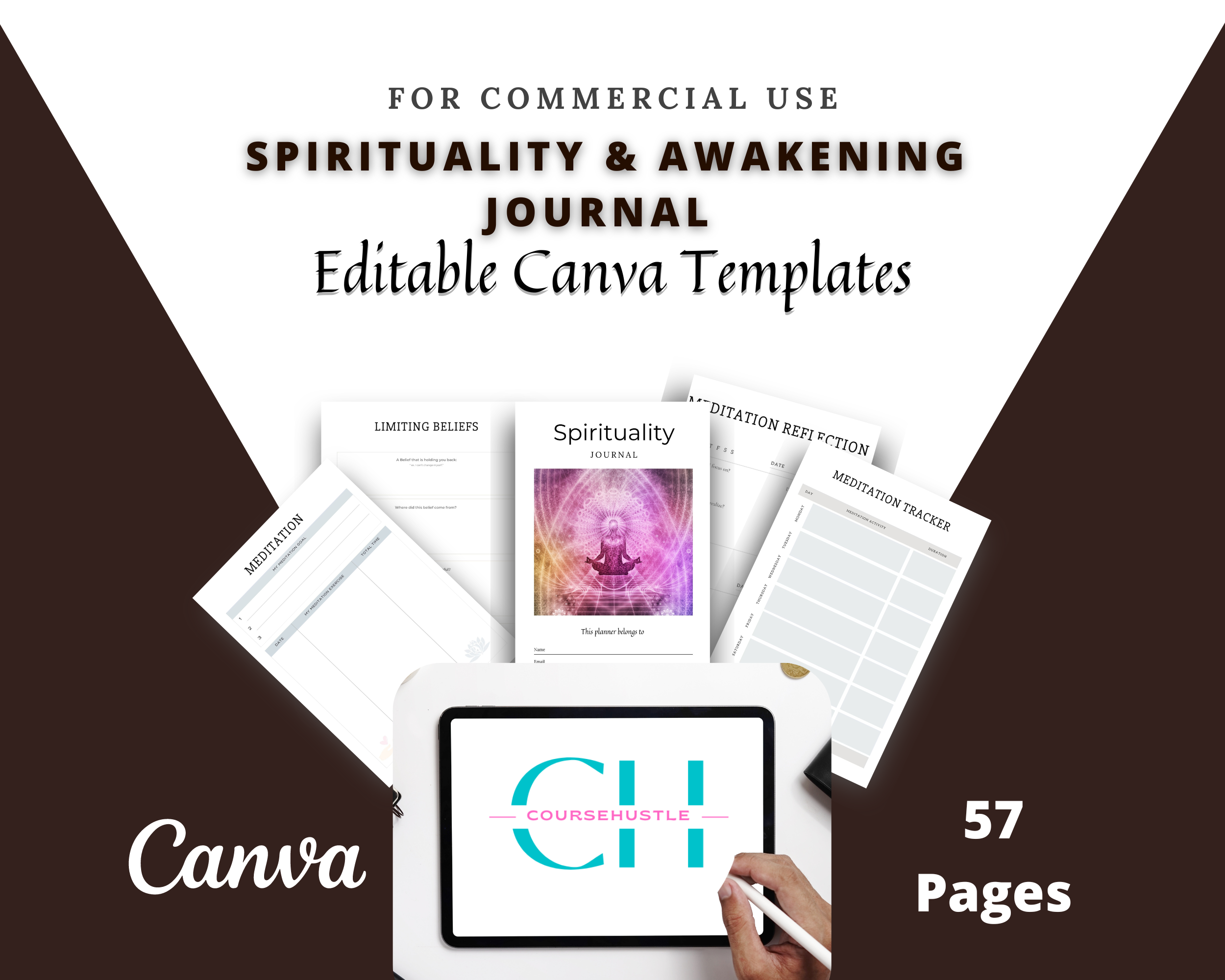 Editable Spirituality Journal in Canva | Commercial Use