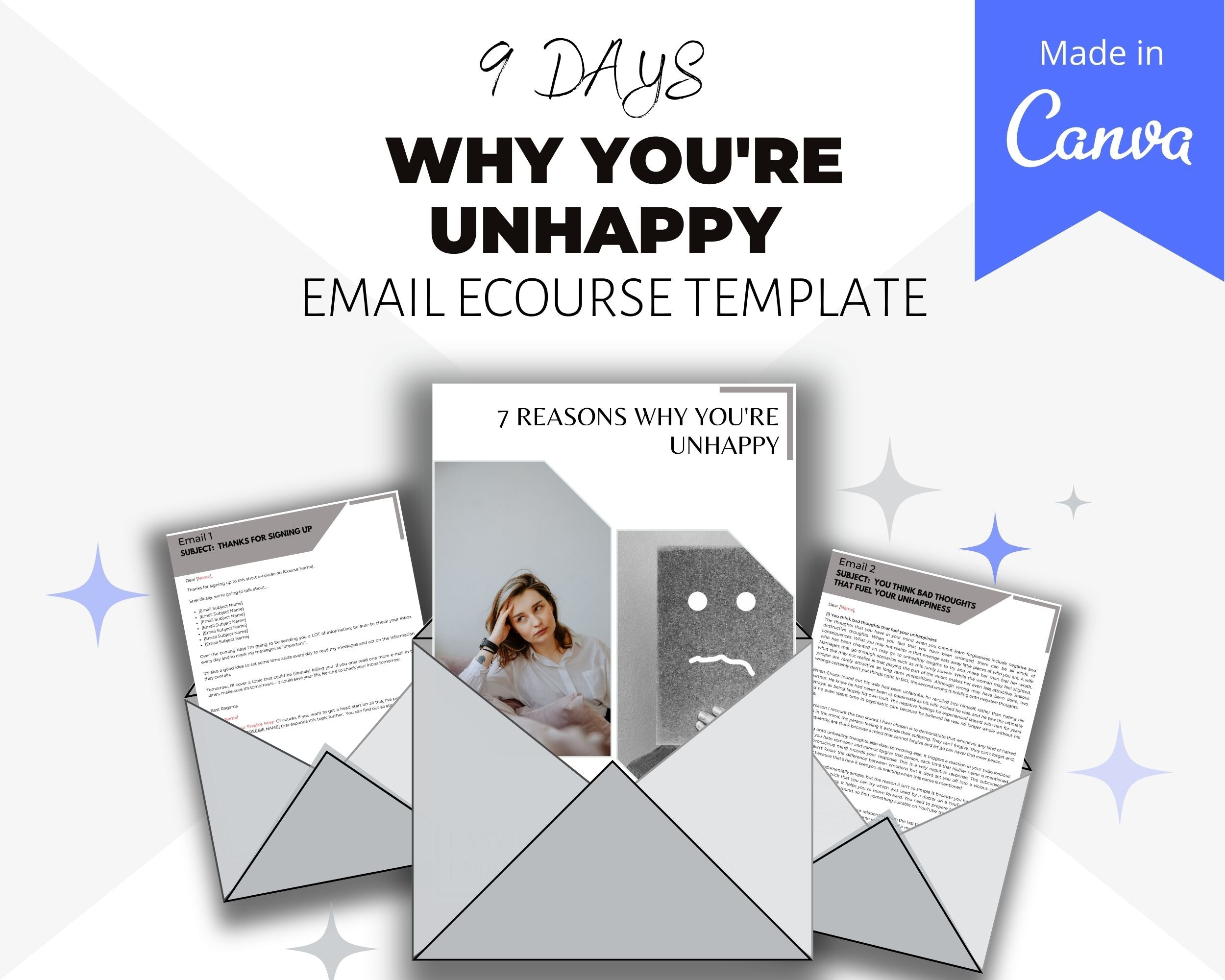 Editable 7 Reasons Why You're Unhappy Emails | Done-for-You eCourse