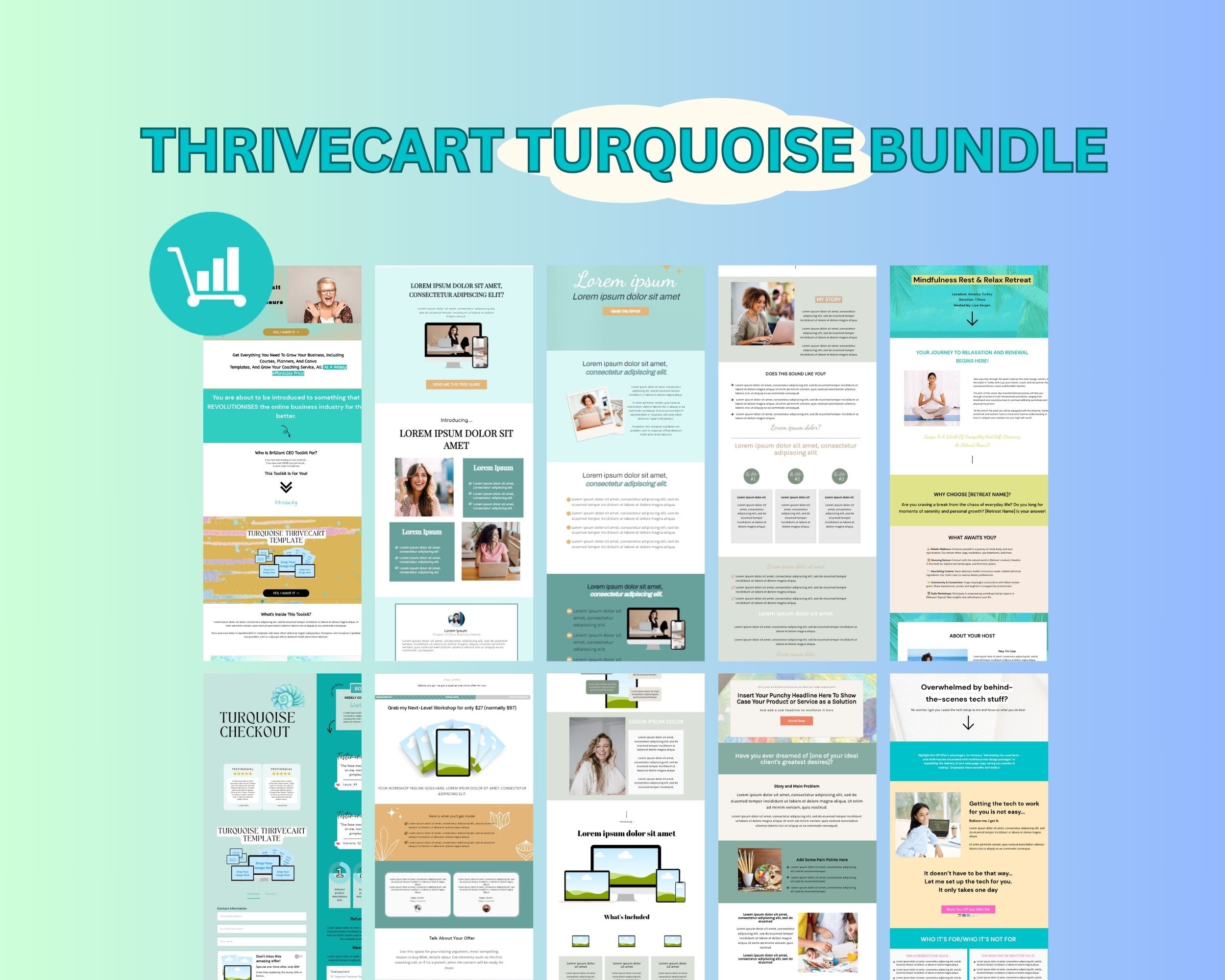 ThriveCart Turquoise Bundle Templates