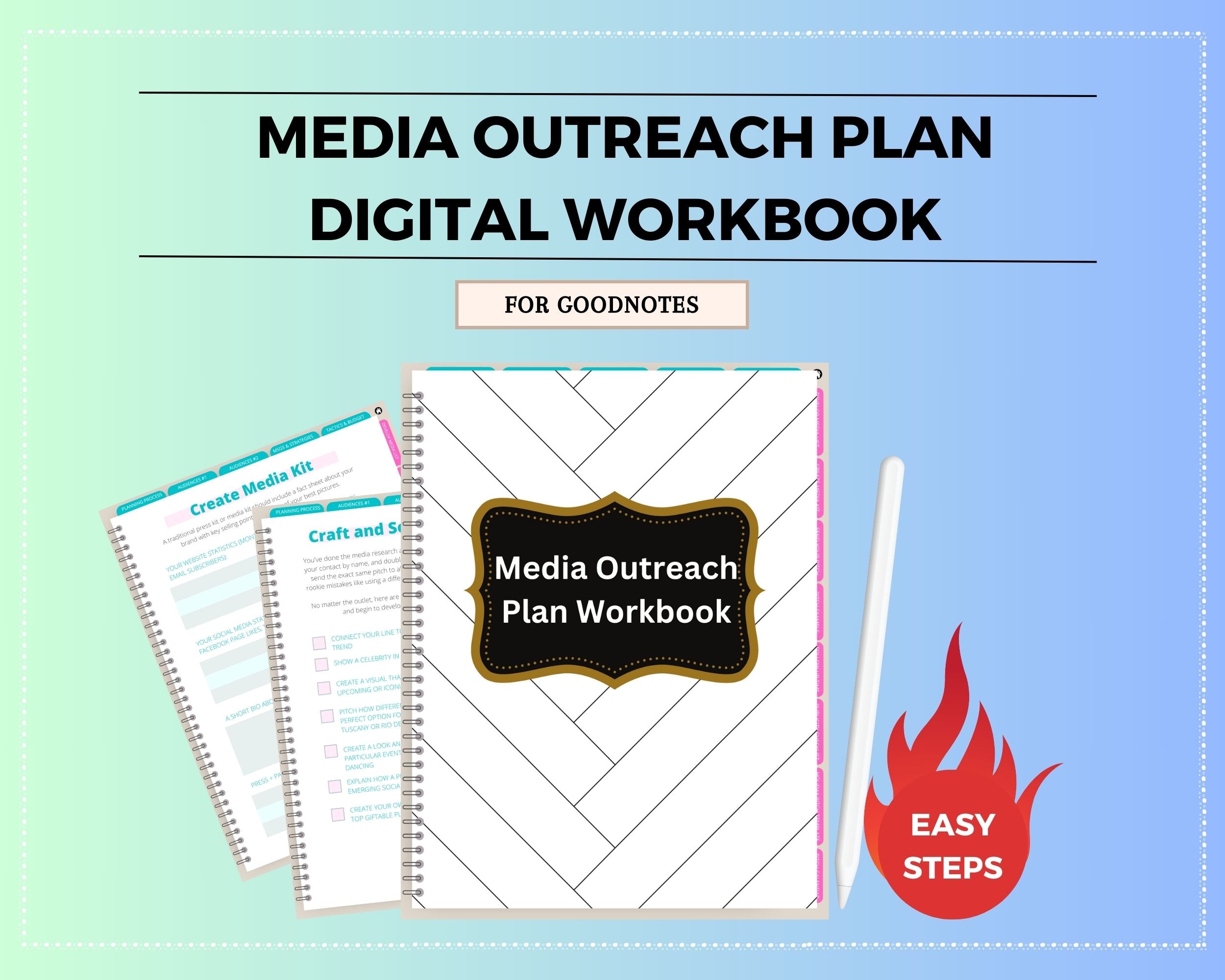 Media Outreach Plan Digital Workbook | Hyperlinked PDF | Suitable with Goodness & Notability