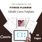 Editable Fitness Planner in Canva | Commercial Use