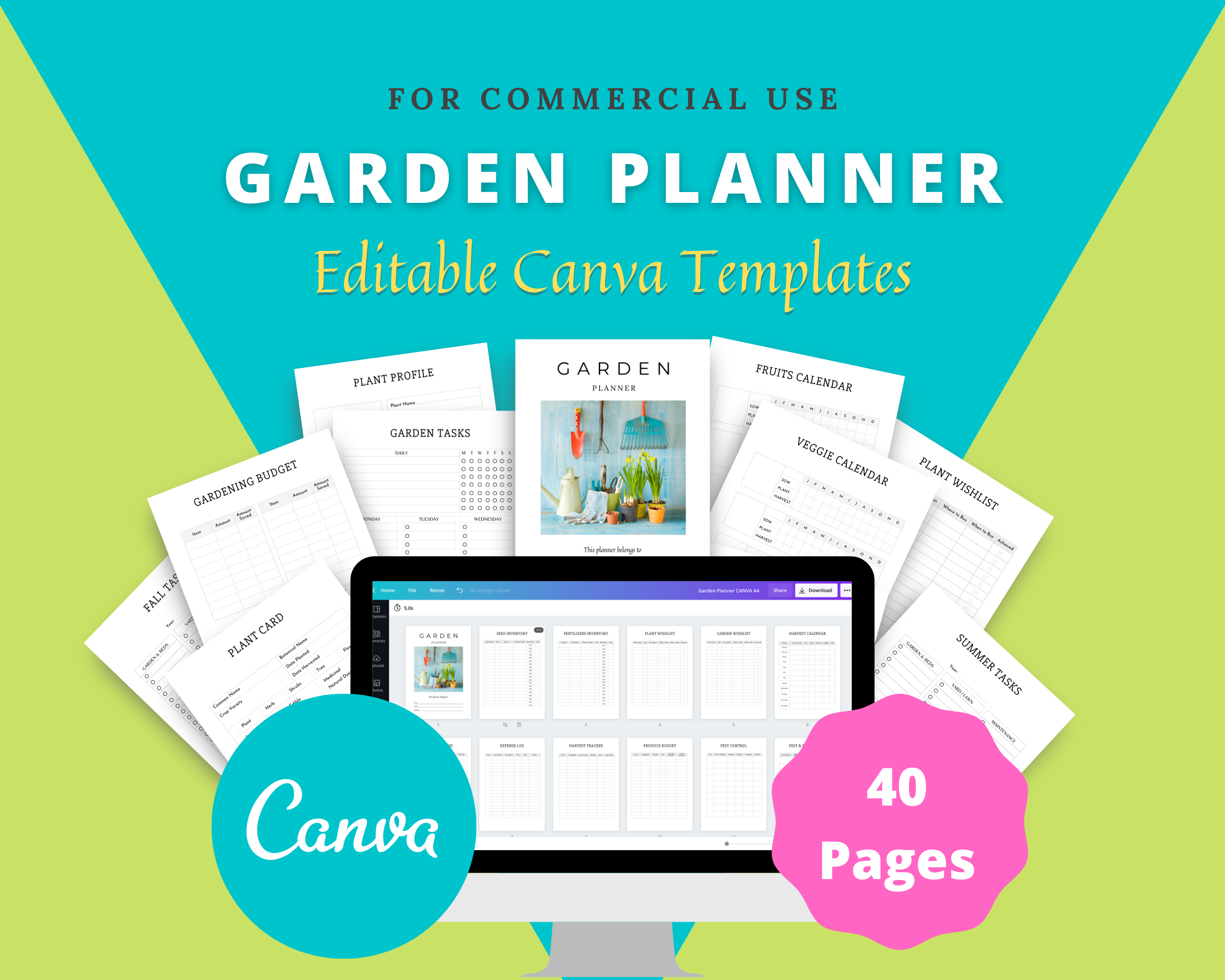 Editable Garden Planner in Canva | Commercial Use