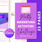 Monthly Marketing Activities Challenge | Editable Canva Template A4 Size