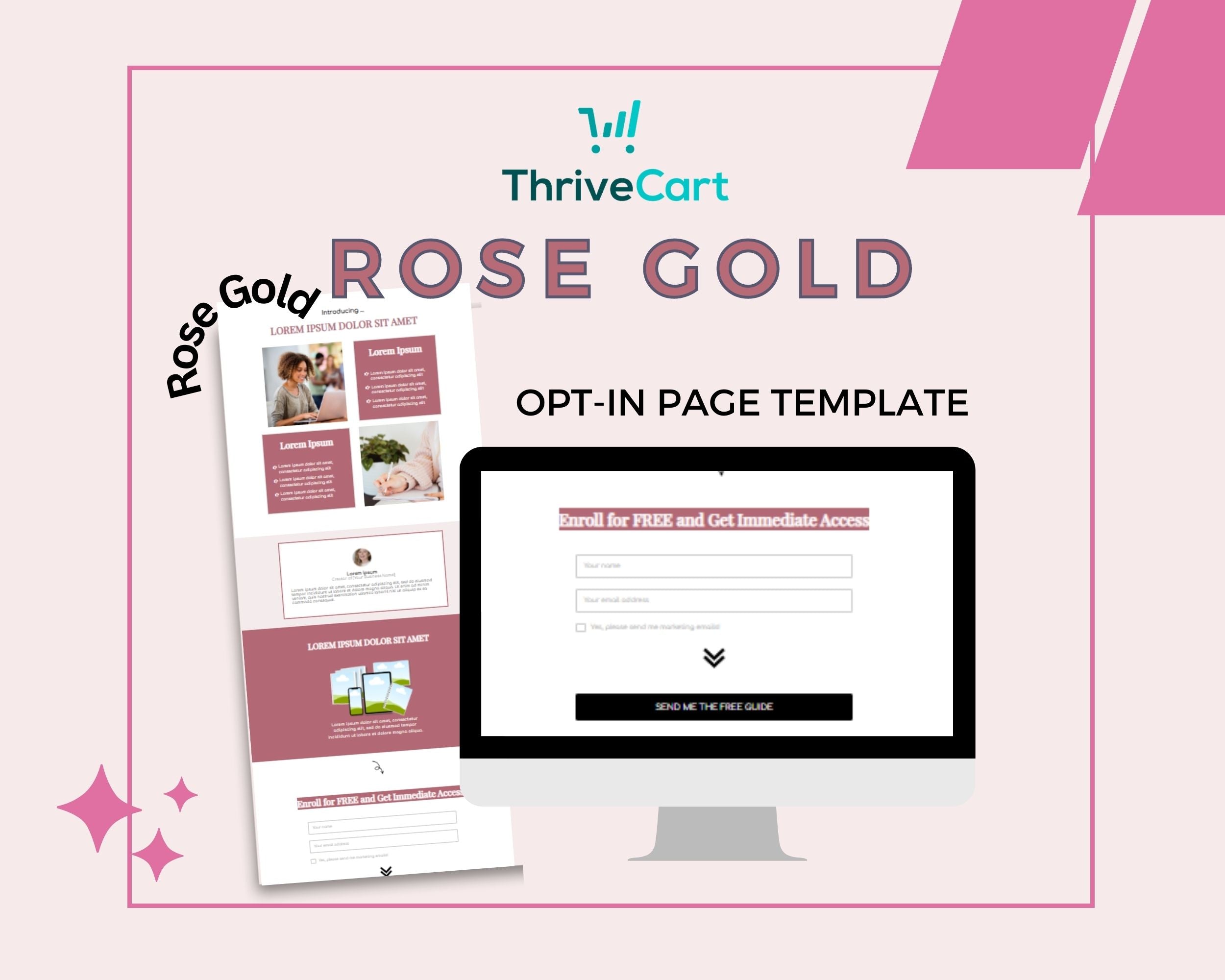 Rose Gold ThriveCart Opt-In Page Template