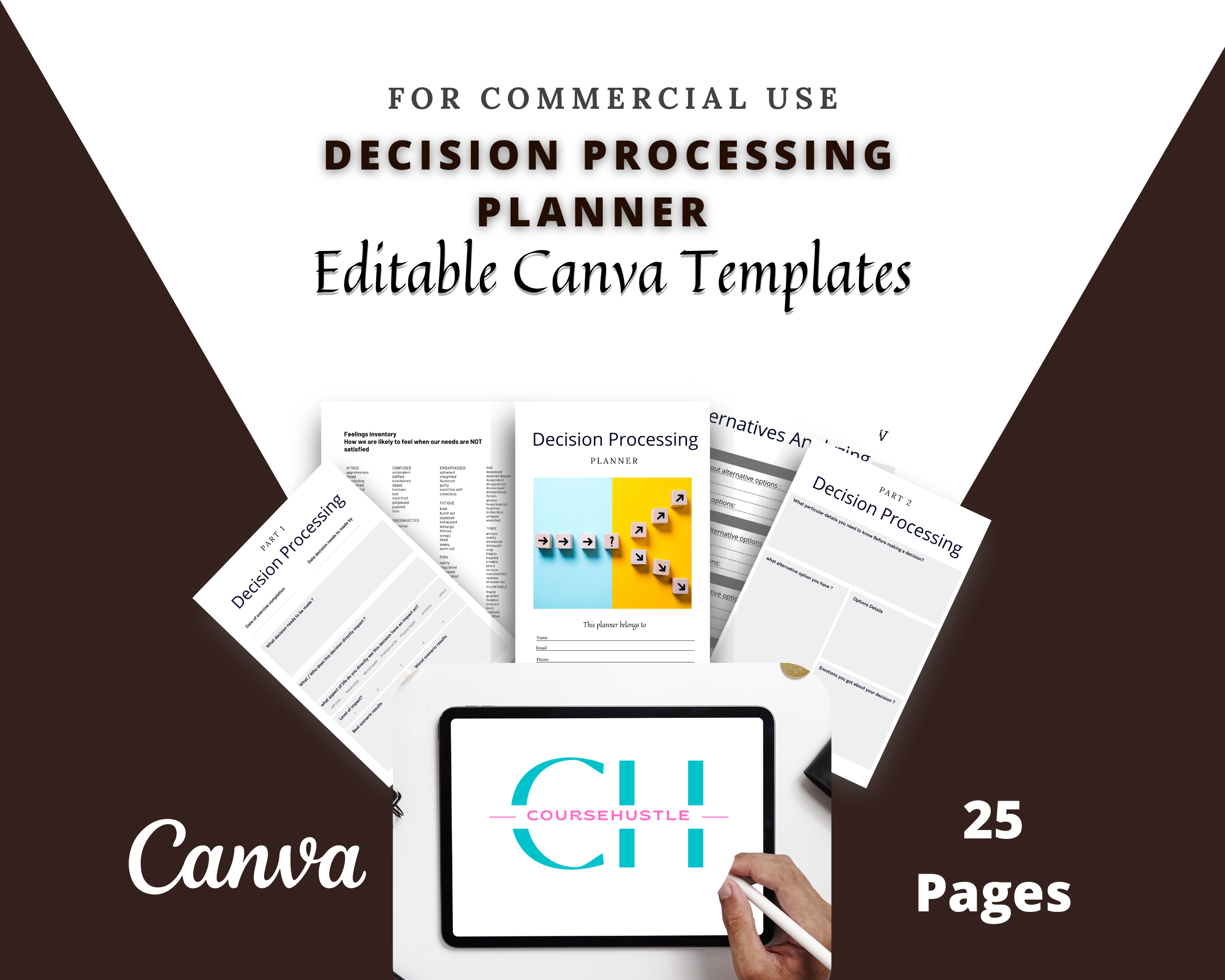 Editable Decision Processing Planner Template in Canva | Canva Template Pack | Commercial Use