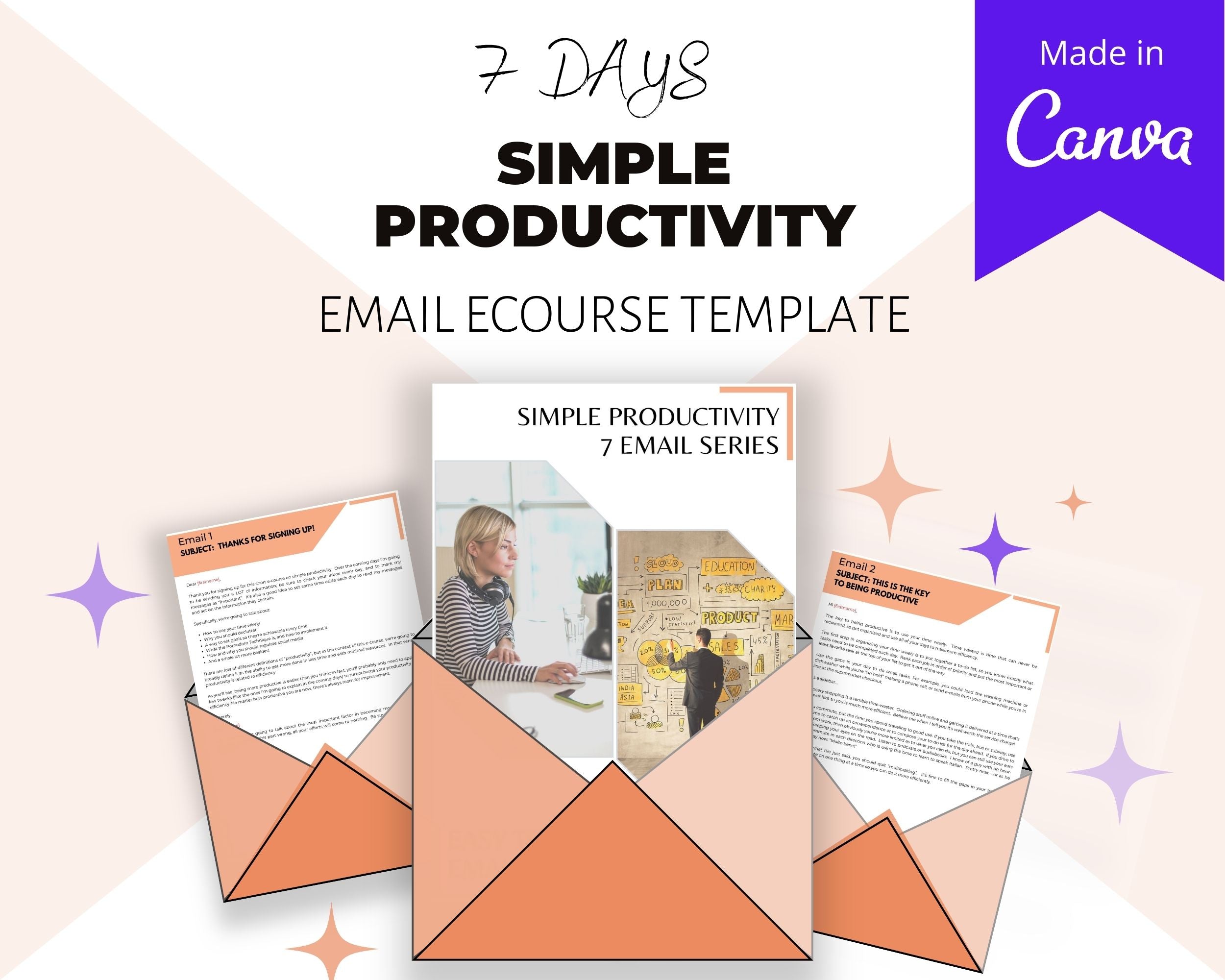 Editable Simple Productivity Emails | Email eCourse Template | Newsletter Template
