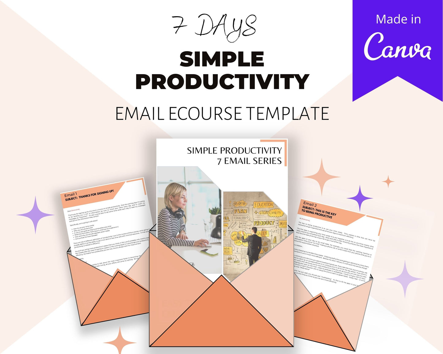 Editable Simple Productivity Emails | Email eCourse Template | Newsletter Template