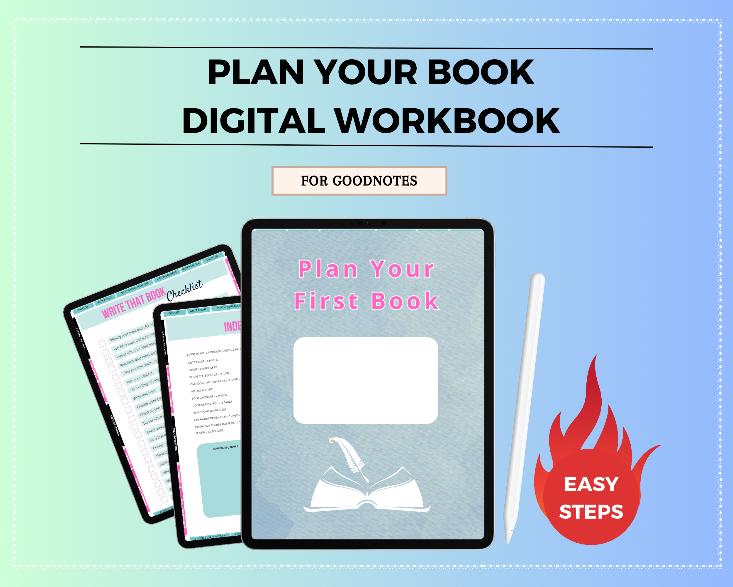 Plan Your Book Digital Workbook | New Author Planner | Hyperlinked PDF | Suitable with Goodnotes & Notability