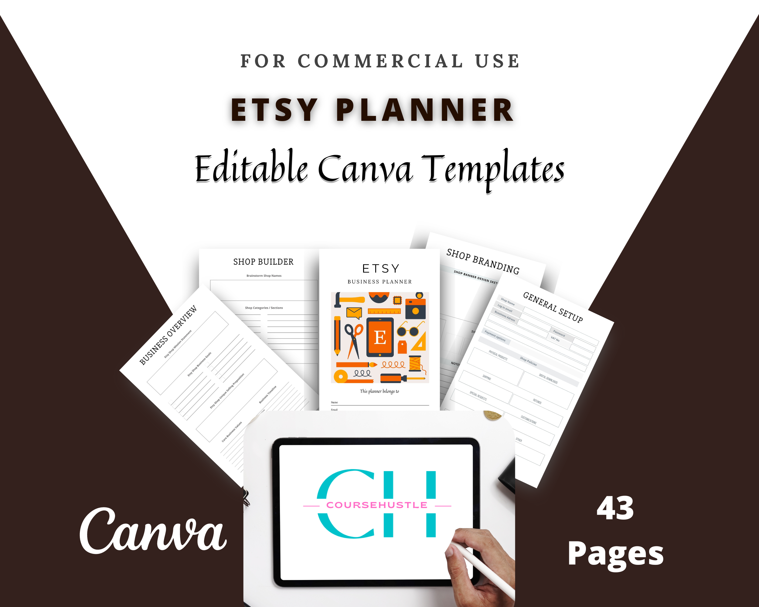 Editable Etsy Shop Planner Templates in Canva | Commercial Use