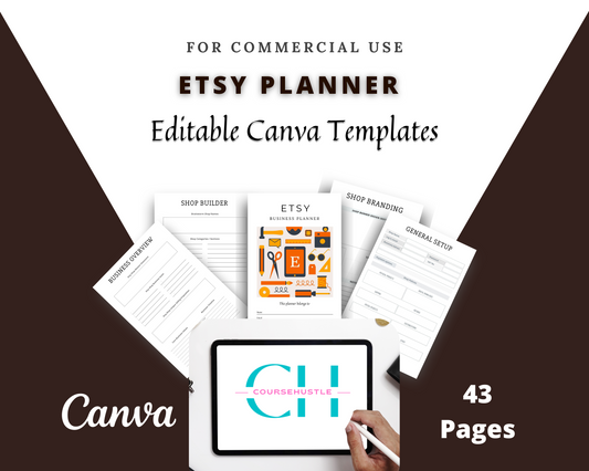 Editable Etsy Shop Planner Templates in Canva | Commercial Use