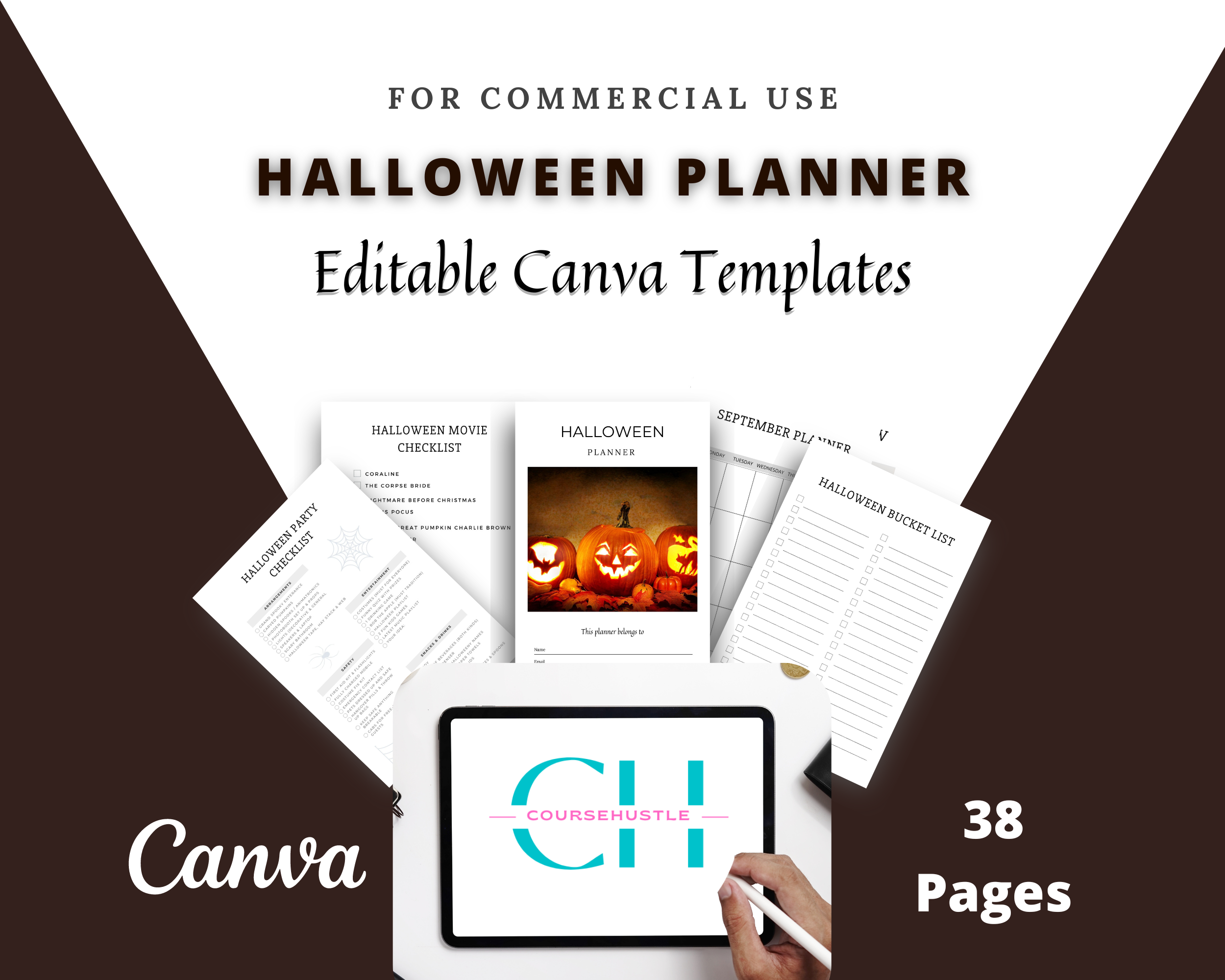 Editable Halloween Planner in Canva | Canva Template Pack | Halloween Party Planner Canva | Commercial Use